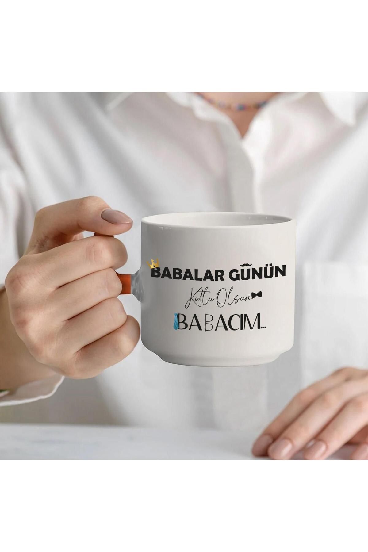 Viyens Babalar Günü Temalı T Kulplu Kupa – Turuncu