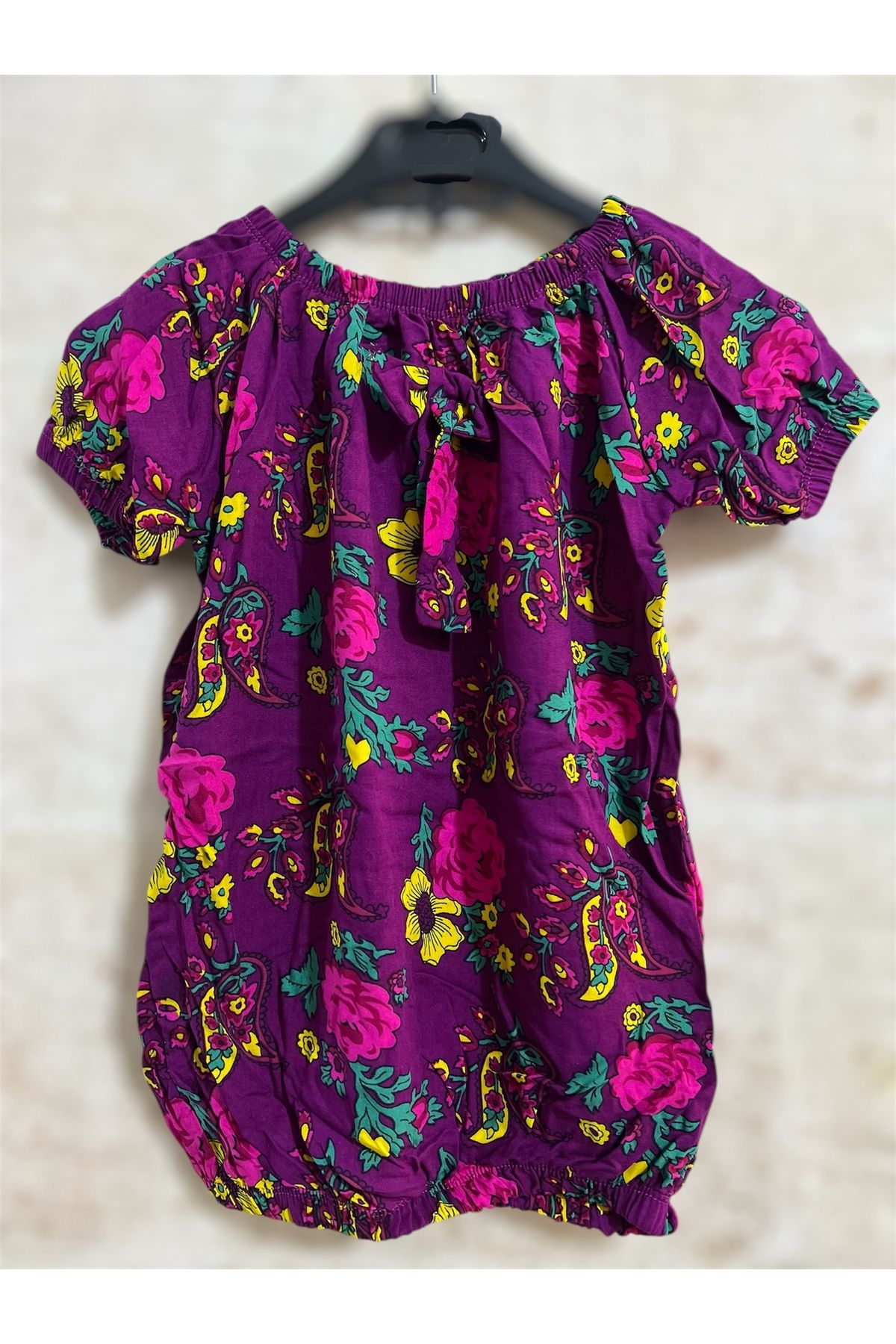 MODA Lastikli Çocuk Çiçek Desenli Tişört