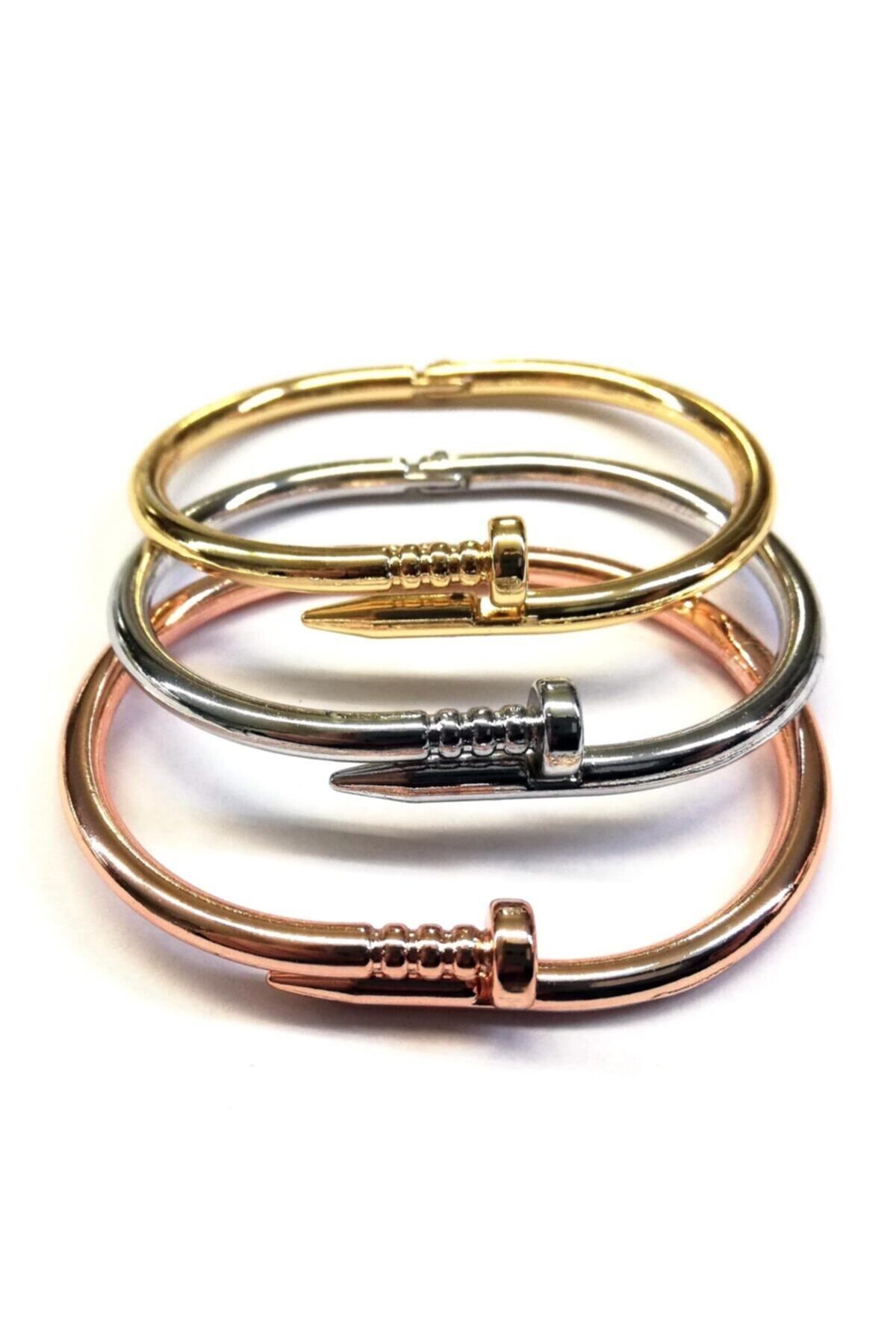 JEWELRY Kombin Çivi Bileklik Kelepçe Rose-altin-gümüş Renk