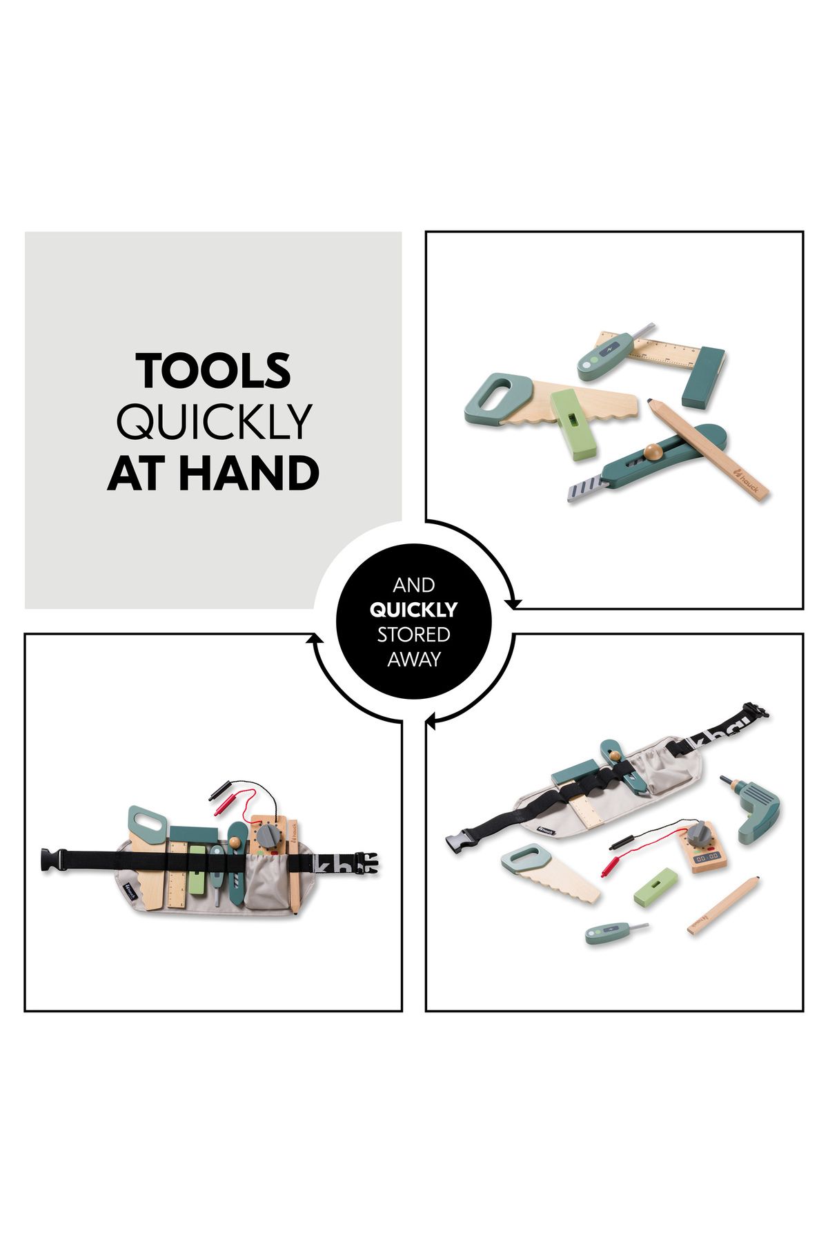 HAUCK-Set of 9 tools and belt, Learn to Work, Hauck, Learn to Work 7