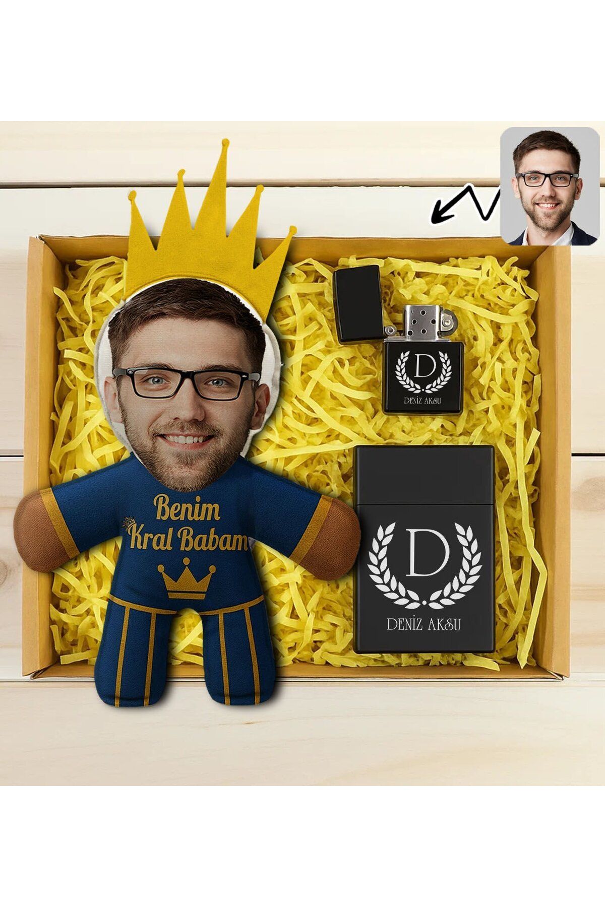 Bk Gift Kişiye Özel Fotoğraflı Kral Babam Tasarımlı Bebek Yastık-2