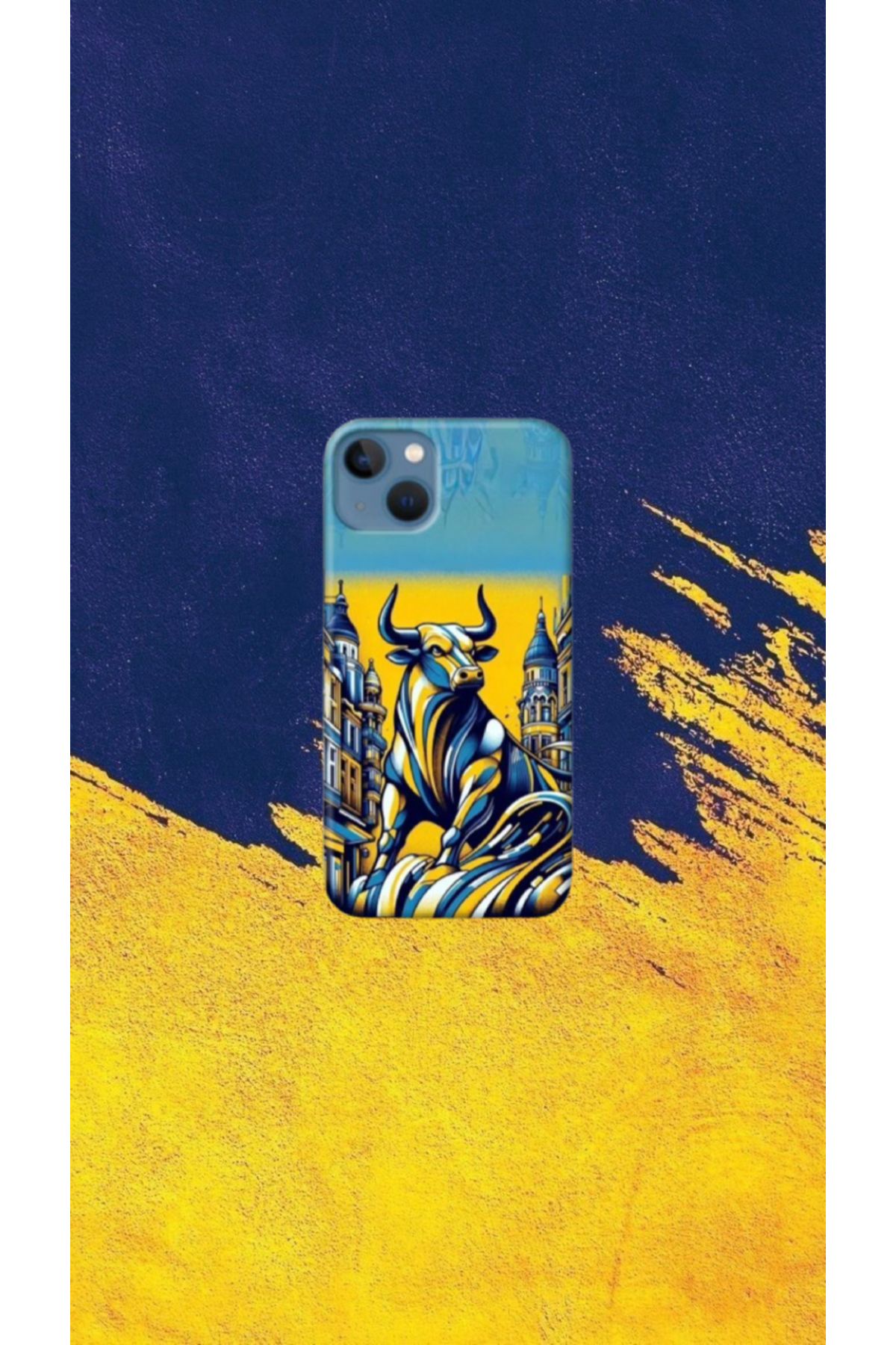 cover shopp Sarı-Lacivert Desenli Kılıf Tasarımı-2 IP 14
