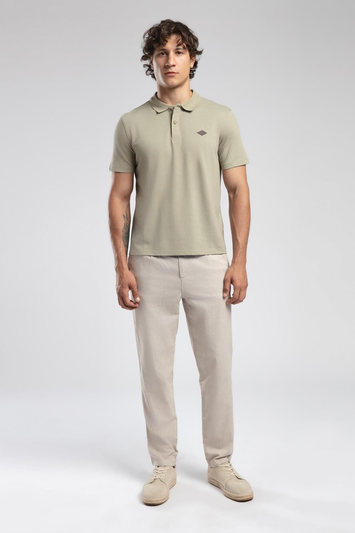 Lee Cooper Resao Erkek Polo Yaka T-Shirt Haki