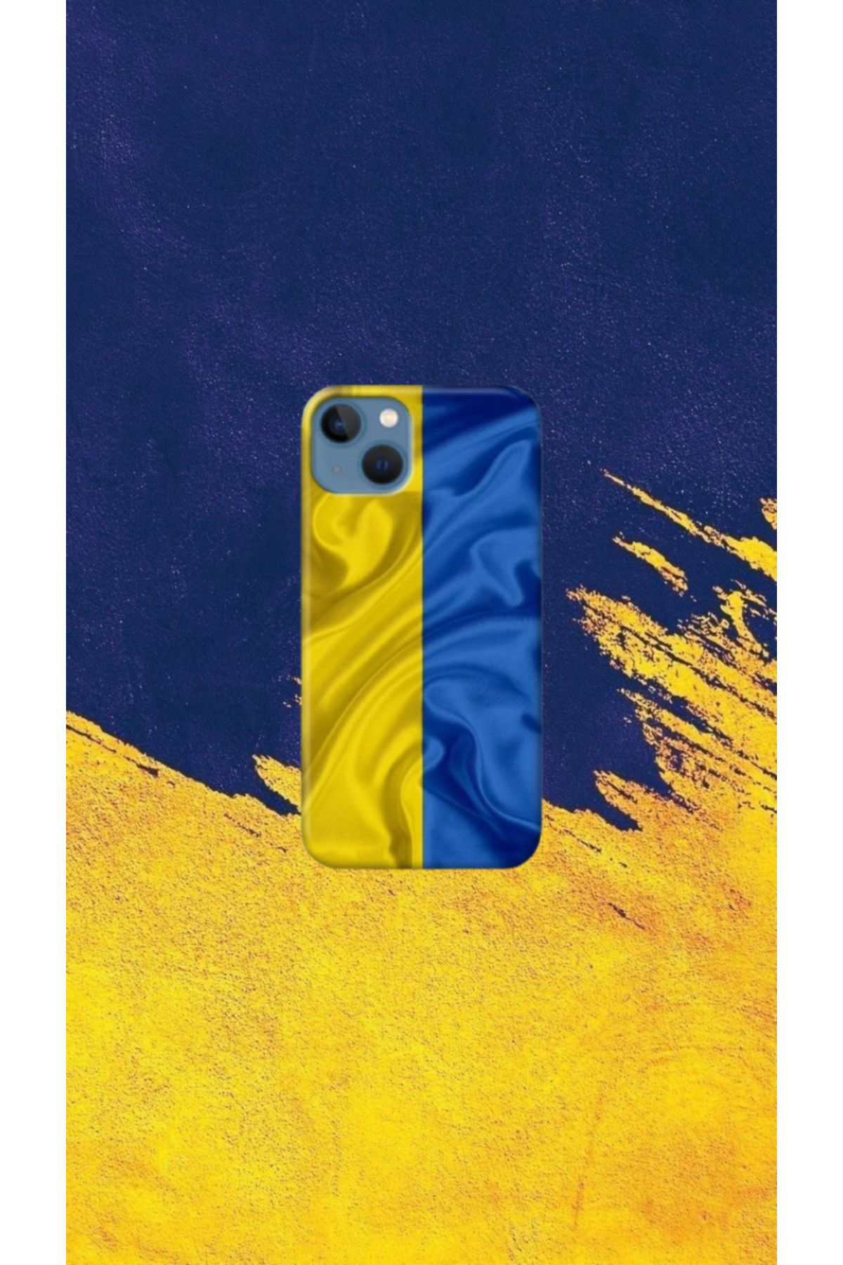 cover shopp Sarı-Lacivert Desenli Kılıf Tasarımı-1 IP 14