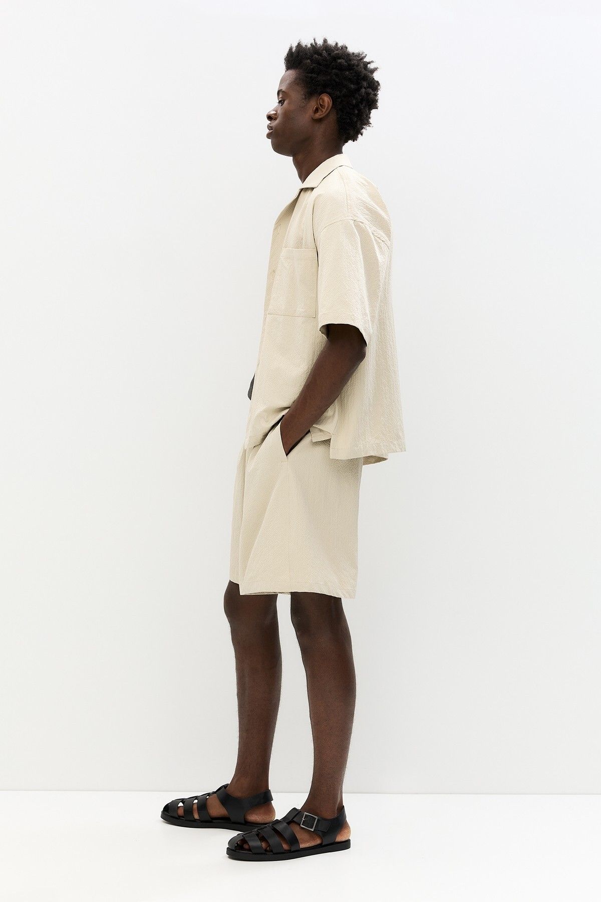 Pull & Bear-Seersucker jogger Bermuda shorts 4