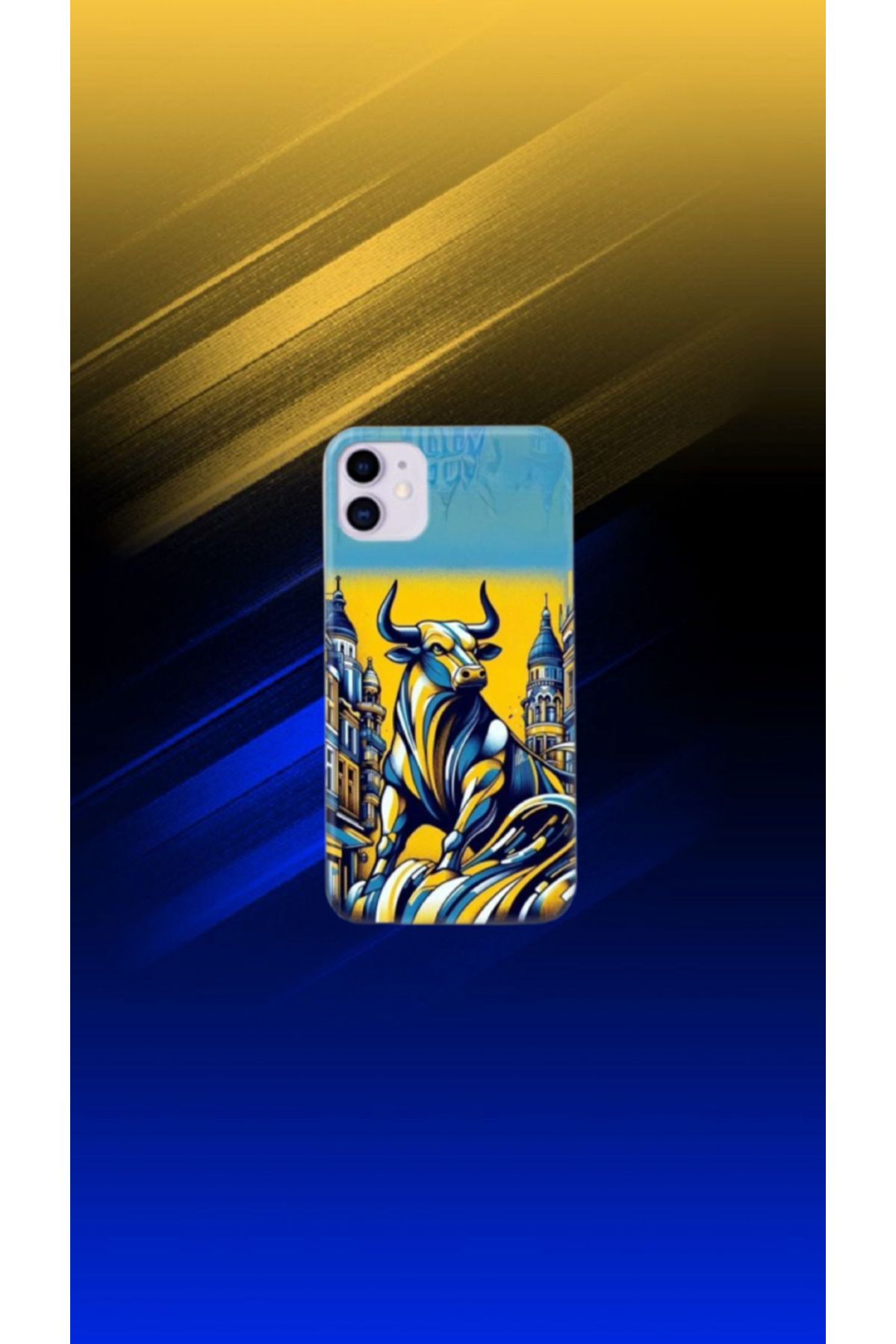 cover shopp Sarı-Lacivert Desenli Kılıf Tasarımı-3 IP 12