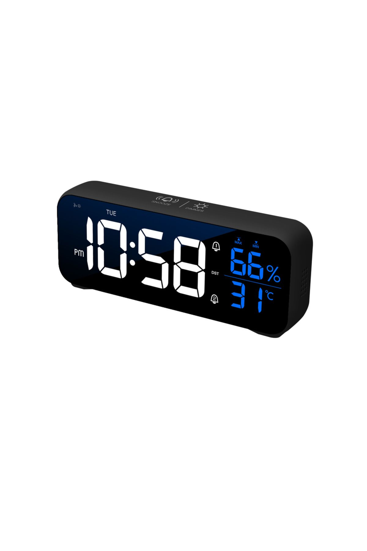 Choice-Black Music LED Digital Alarm Clock Voice Control Temperature Humidity Display Desktop Clocks Home T 1