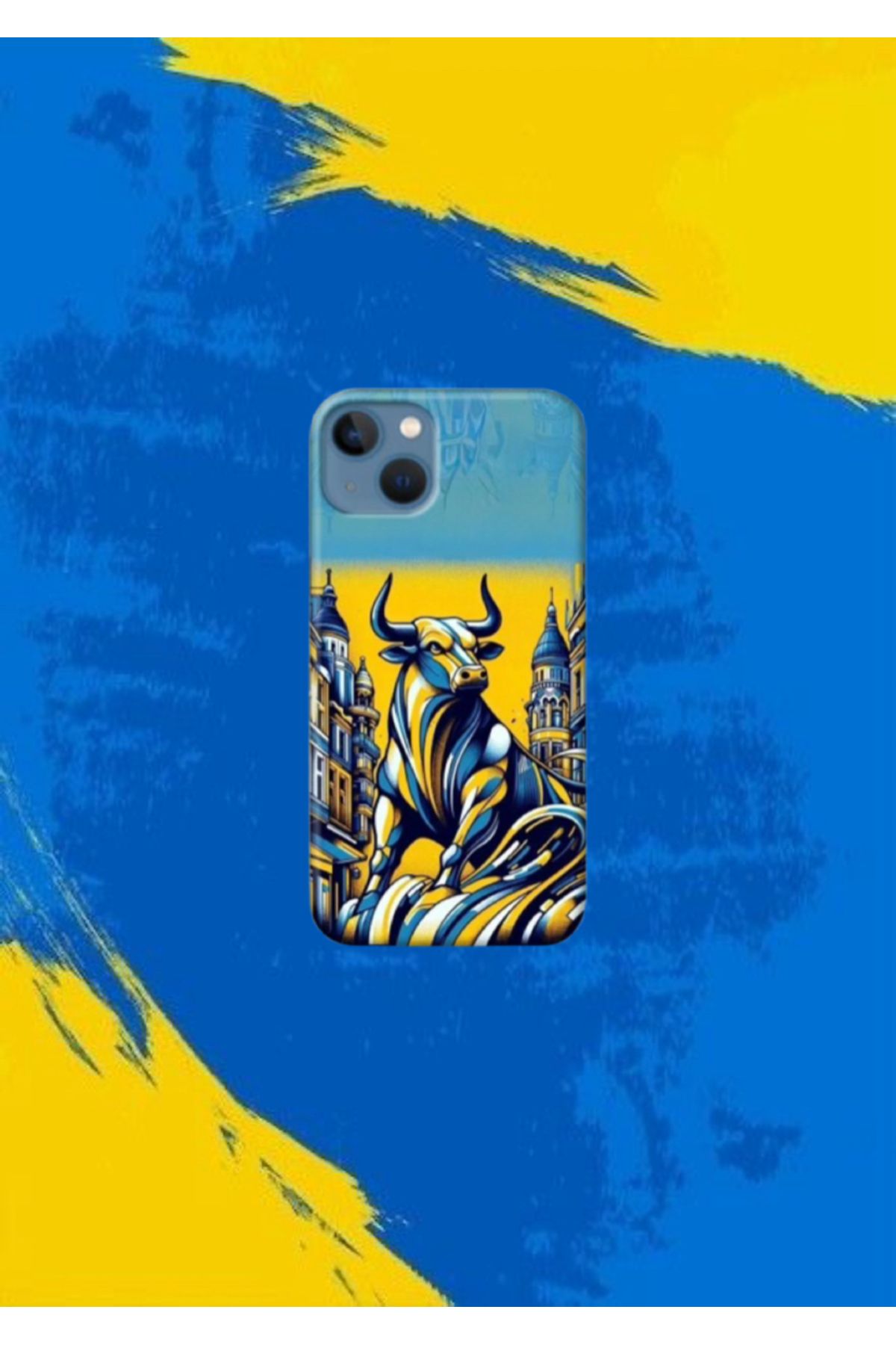 cover shopp Sarı-Lacivert Desenli Kılıf Tasarımı-2 IP 15