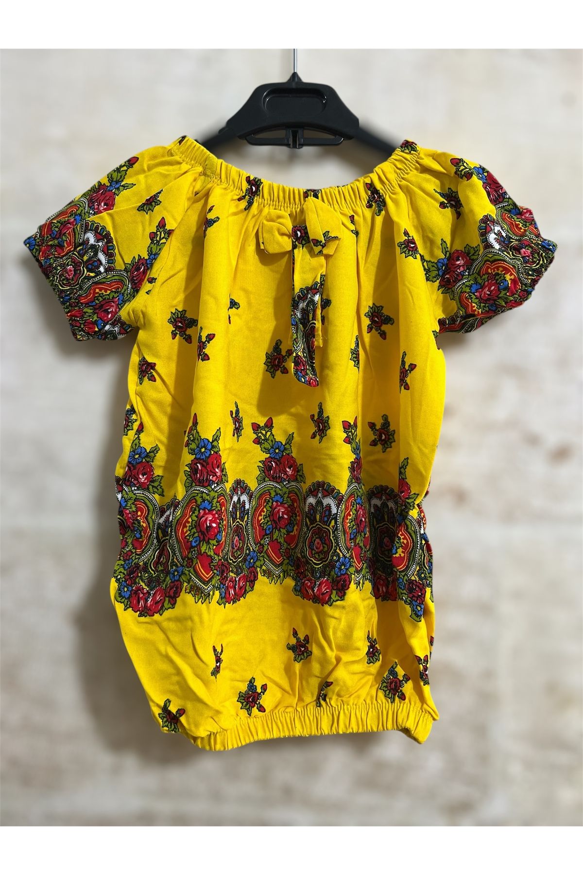 MODA Lastikli Çocuk Çiçek Desenli Tişört