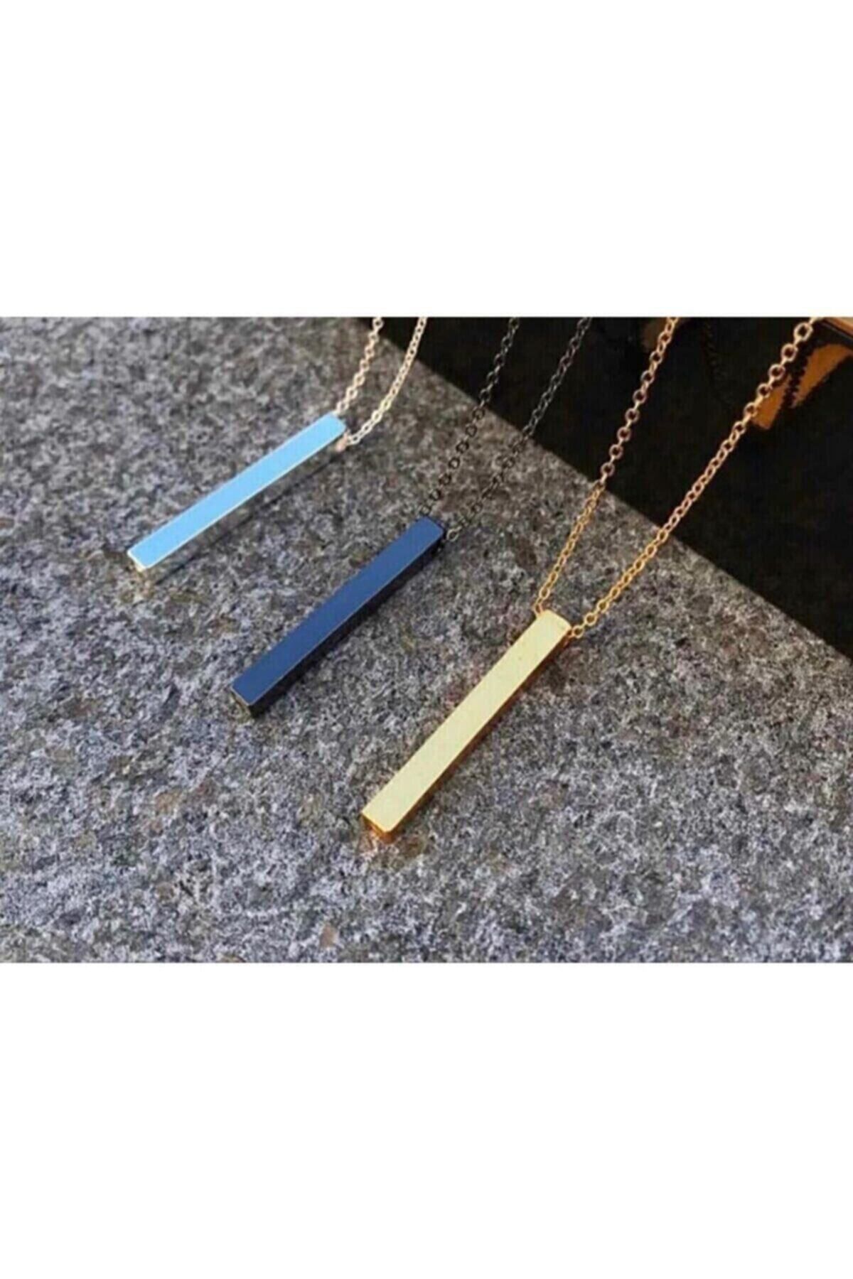 JEWELRY Unisex Cubuk Bar 3'lü Murat Boz Çubuk Sade Kolye Seti