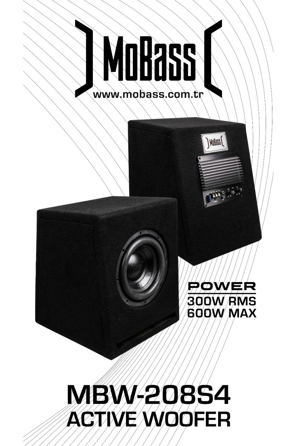 MOBASS MBW-208S4 20 CM KENDİNDEN AMFİLİ AKTİF BAS HARİKA TONLAMA 600 WAT 300 RMS