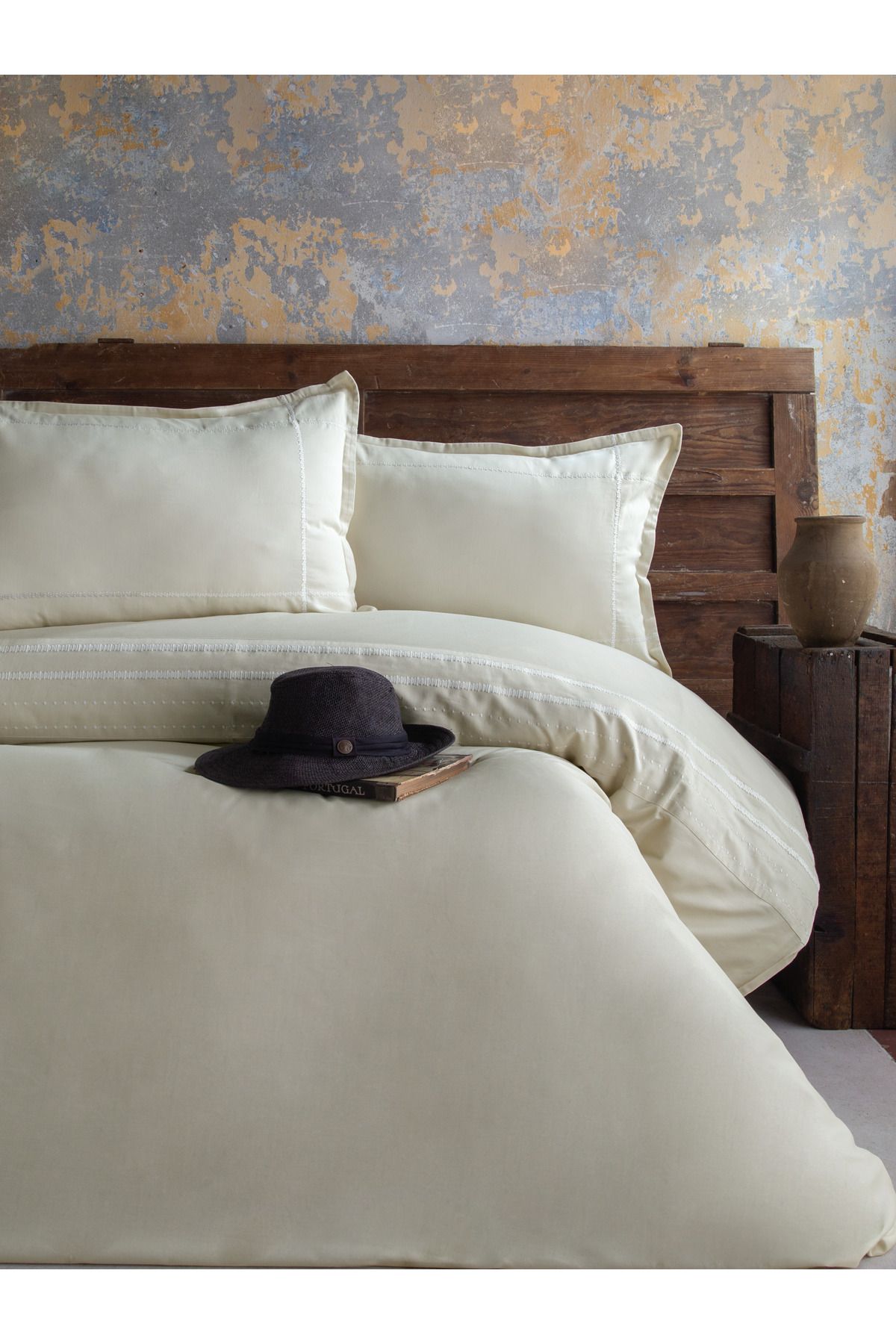 BED LİNE ELEGANCE RUNA PAMUK SATEN NEVRESİM TAKIMI BEJ ÇİFT KİŞİLİK