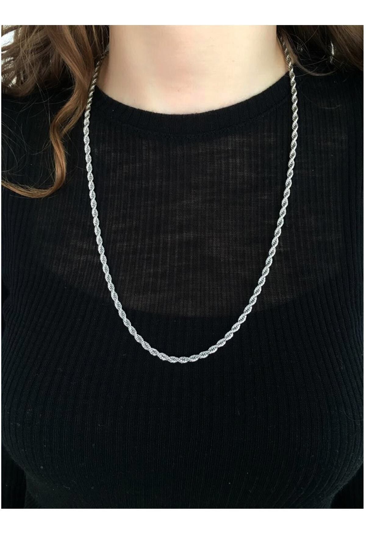 JEWELRY Kadın Gümüş Rengi Burgu Çelik Zincir