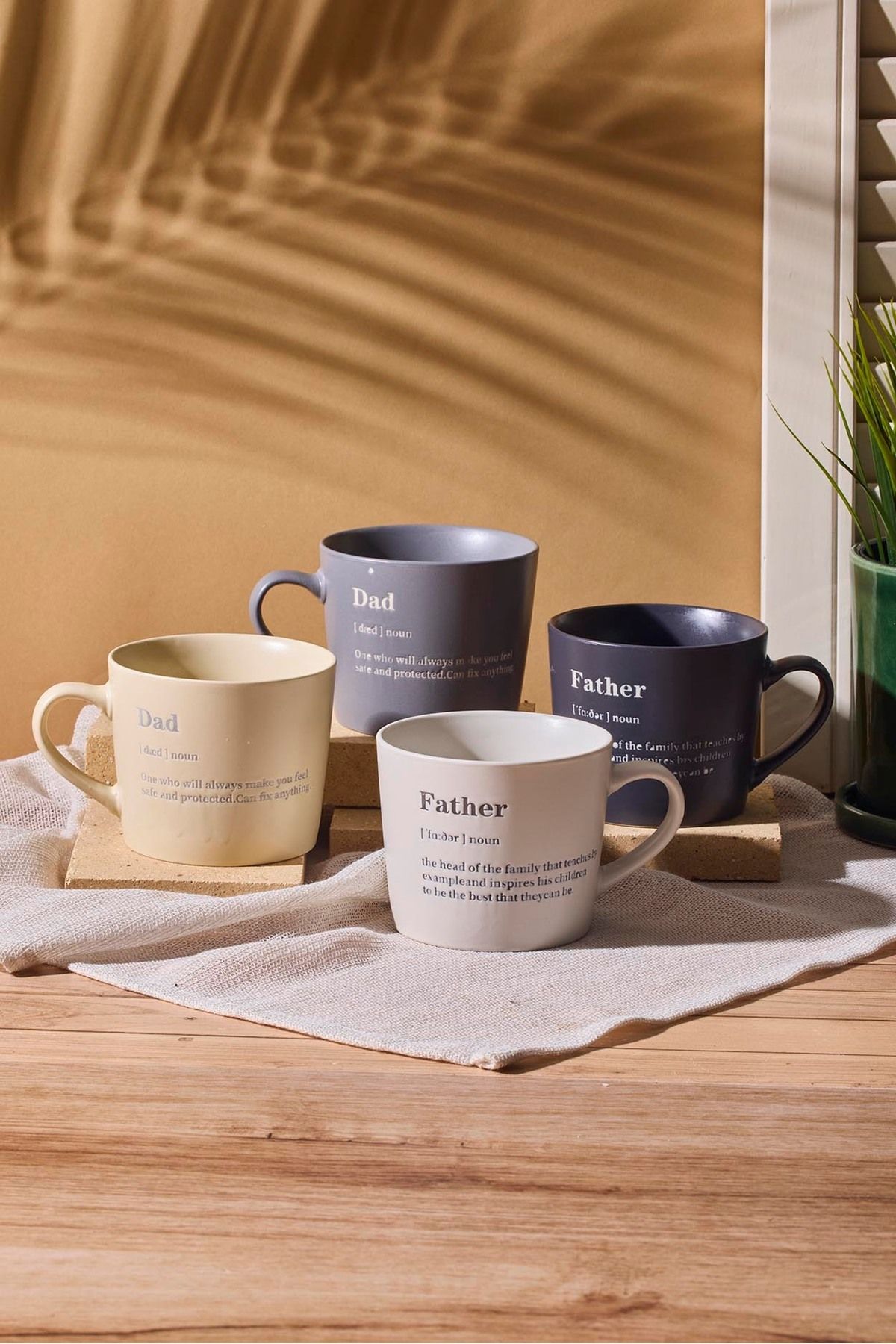Perotti Father 4'lü Porselen New Bone China 350 ml Kupa Seti Mug