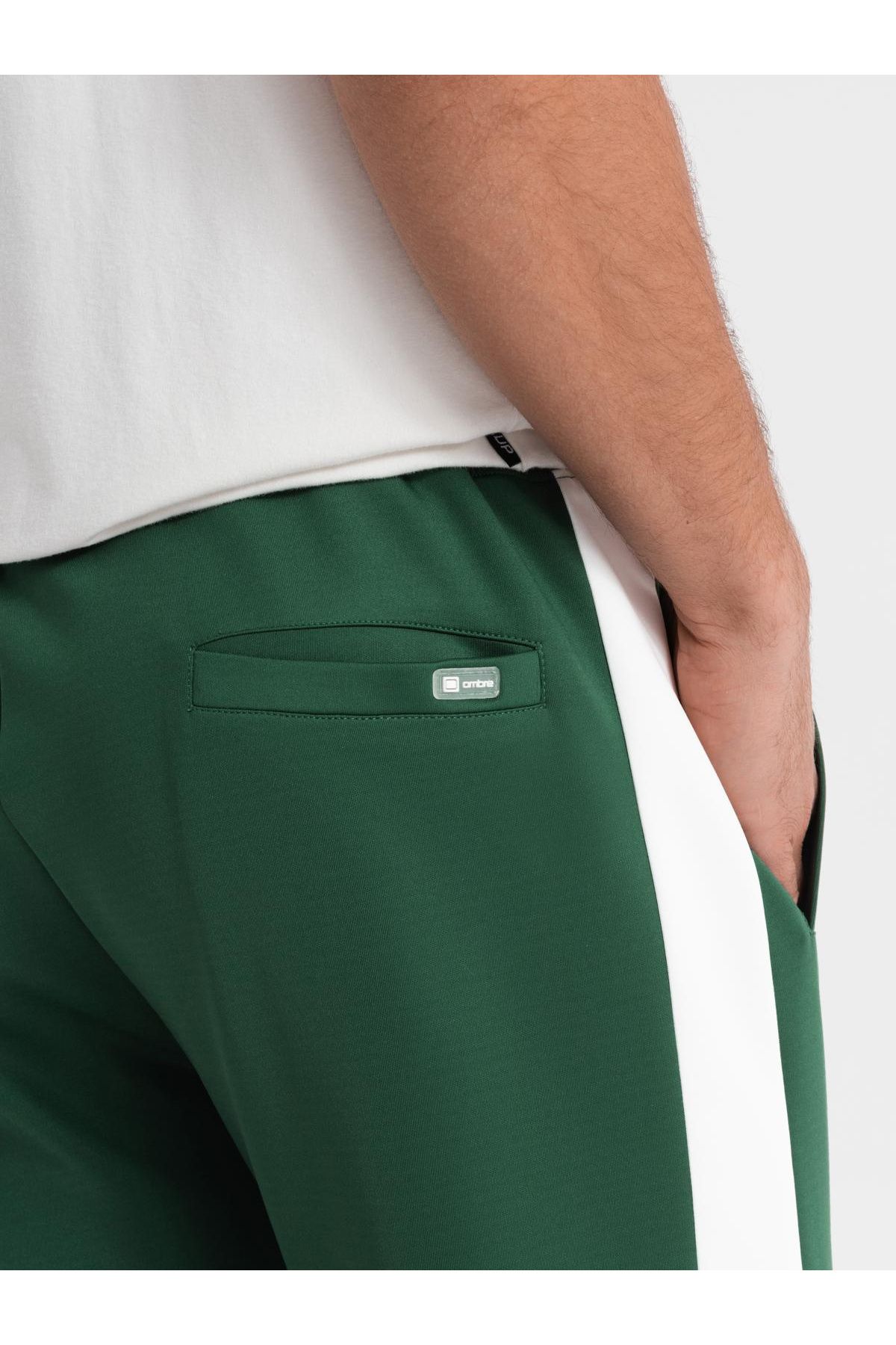 OMBRE-Herren Jogginghose Jogger mit Kontraststreifen - Dunkelgrün V7 OM-PASK-0229 S 6