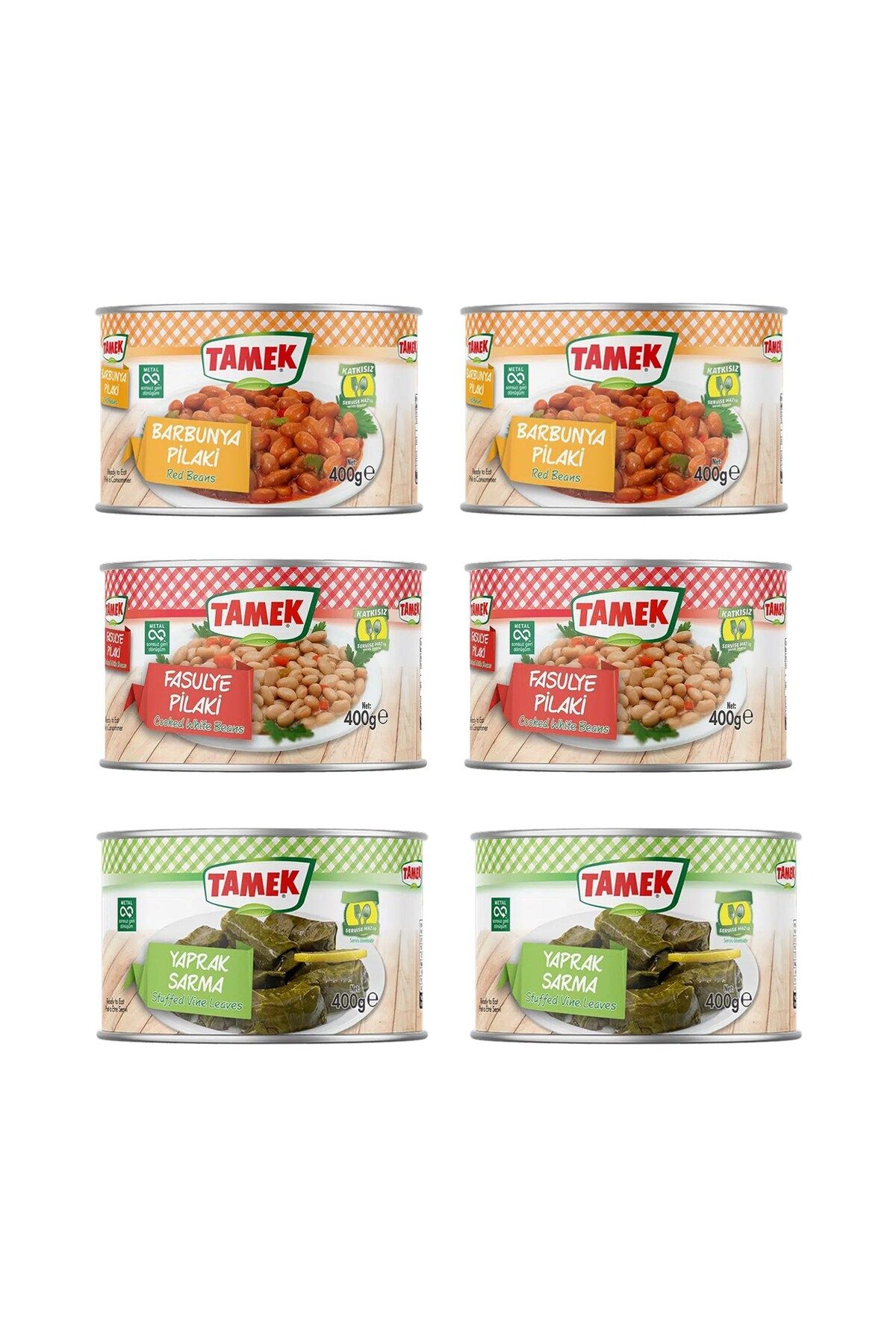 TAMEK Barbunya - Fasulye - Yaprak Sarma 400 gr x 6 lı Karma Paket