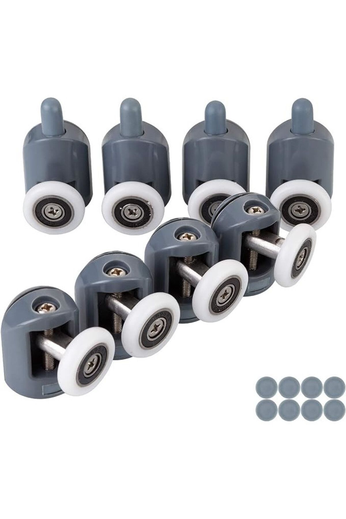 BOEM Set De 8 Role Pentru Ușă De Duș, Aliaj/abs, Gri/alb - One Size