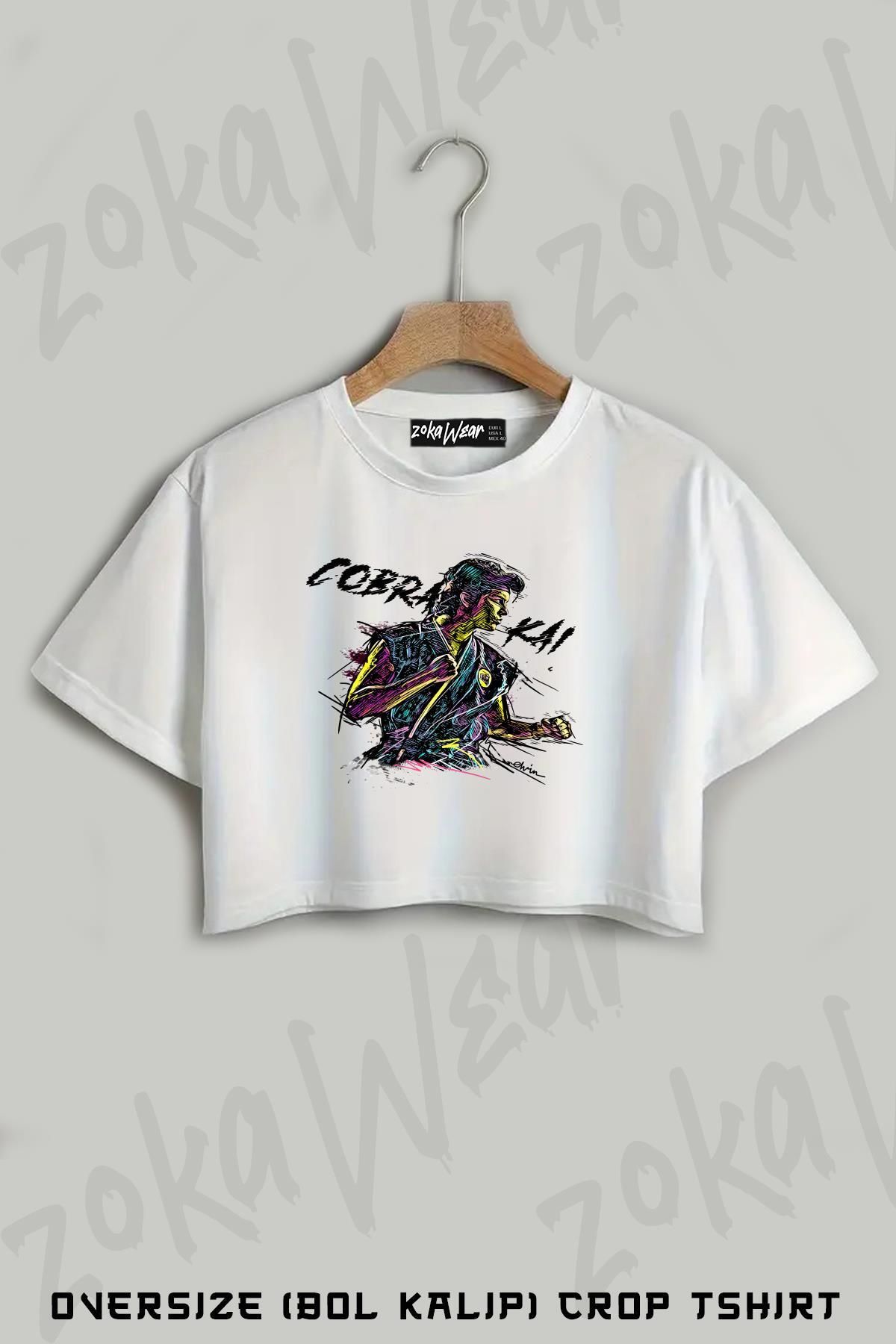 ZOKAWEAR Cobra Kai v4 Baskılı Oversize Crop T-Shirt