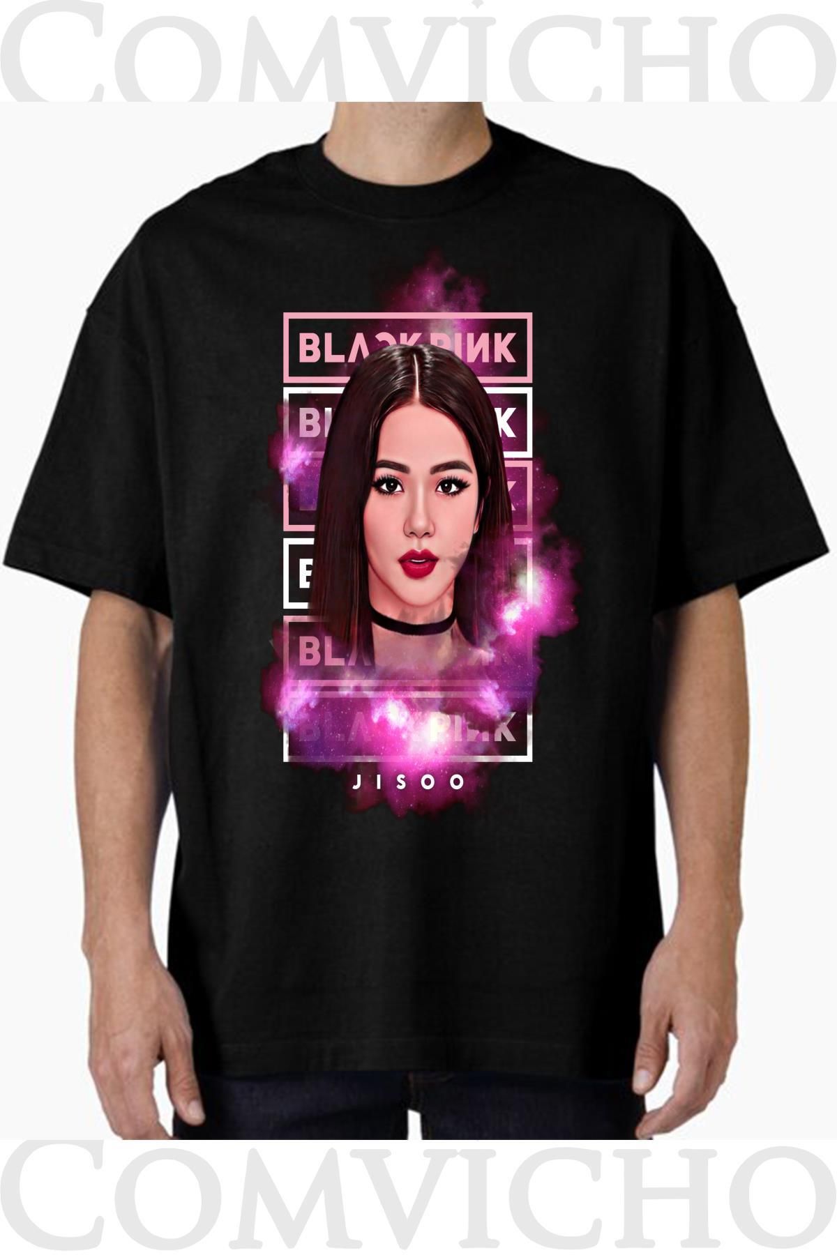 COMVİCHO Unisex bp jısoo Tasarım Baskılı Oversize Tişört