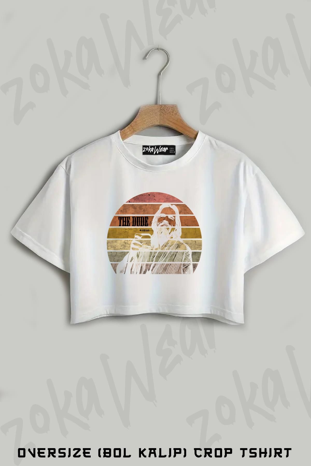 ZOKAWEAR The Big Lebowski Dude Baskılı Oversize Crop T-Shirt
