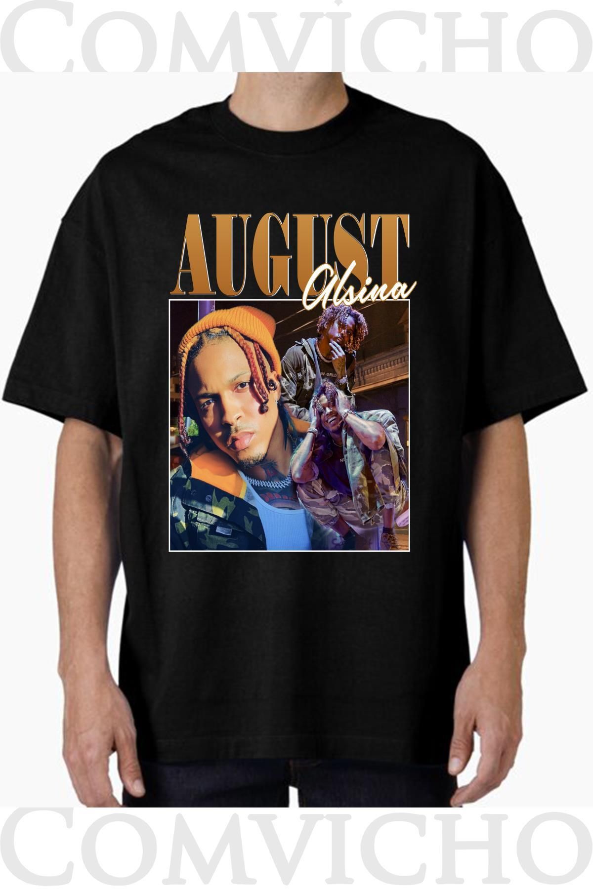 COMVİCHO Unisex agust v1 Tasarım Baskılı Oversize Tişört