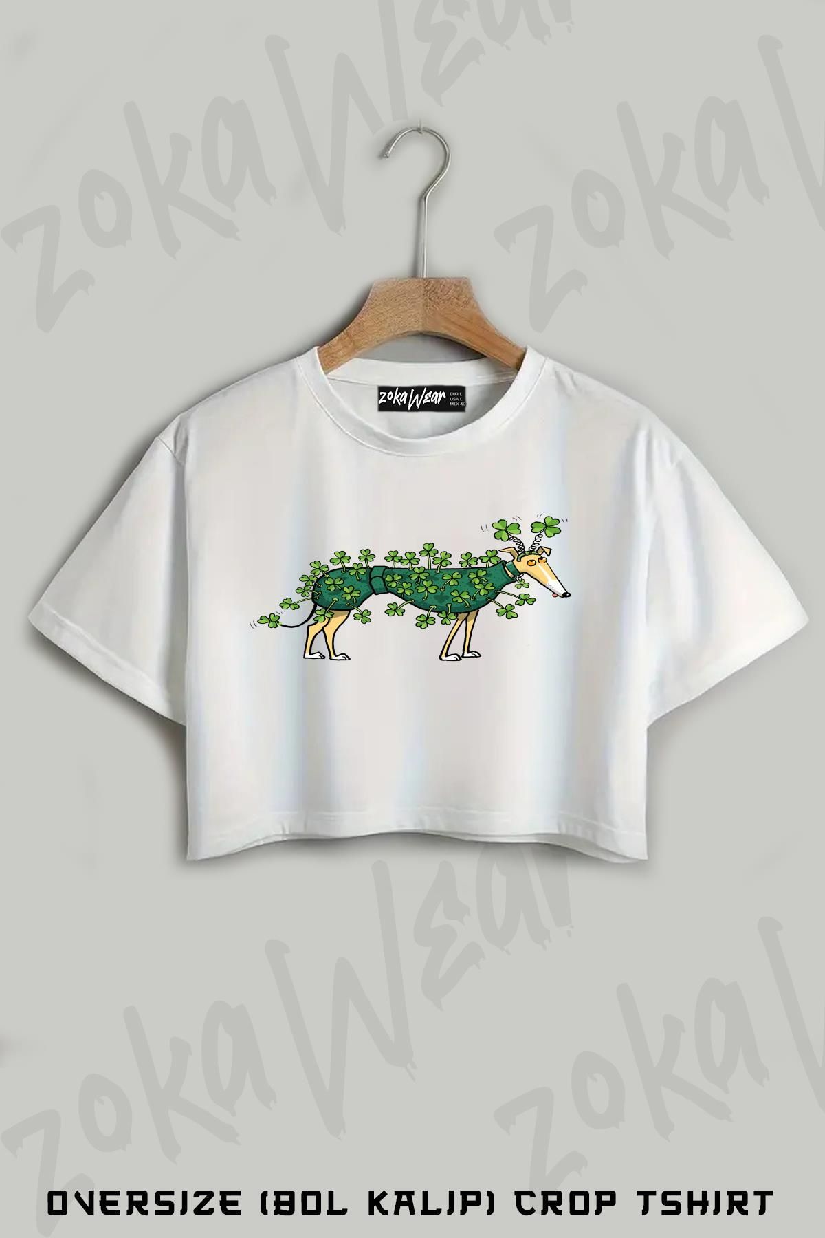 ZOKAWEAR The Ireland One Baskılı Oversize Crop T-Shirt