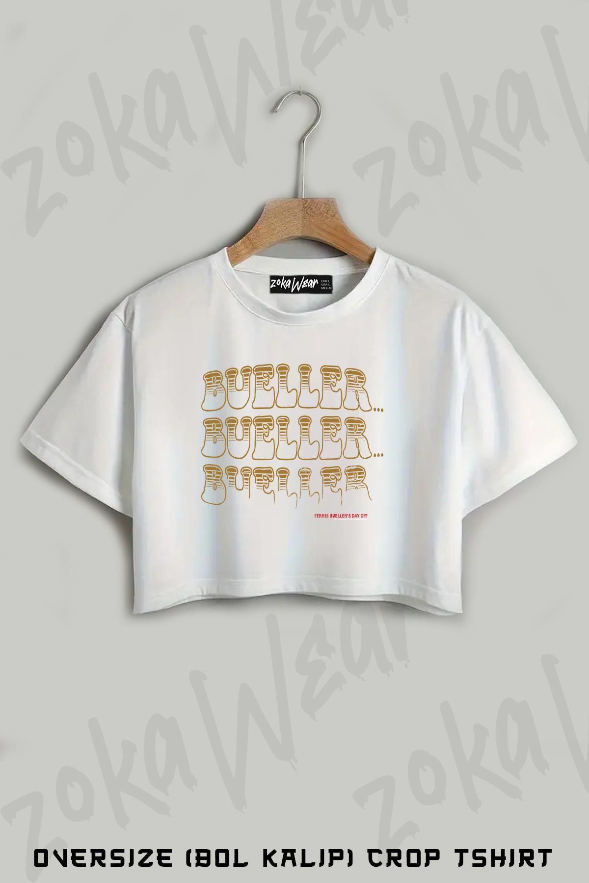 ZOKAWEAR Ferris Bueller's Day Off Baskılı Oversize Crop T-Shirt