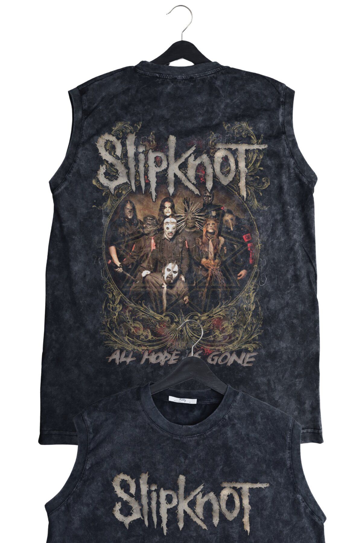 Fuddy Moda Slipknot All Hope Is Gone Sırt Baskılı Yıkamalı Bisiklet Yaka Kolsuz Tişört