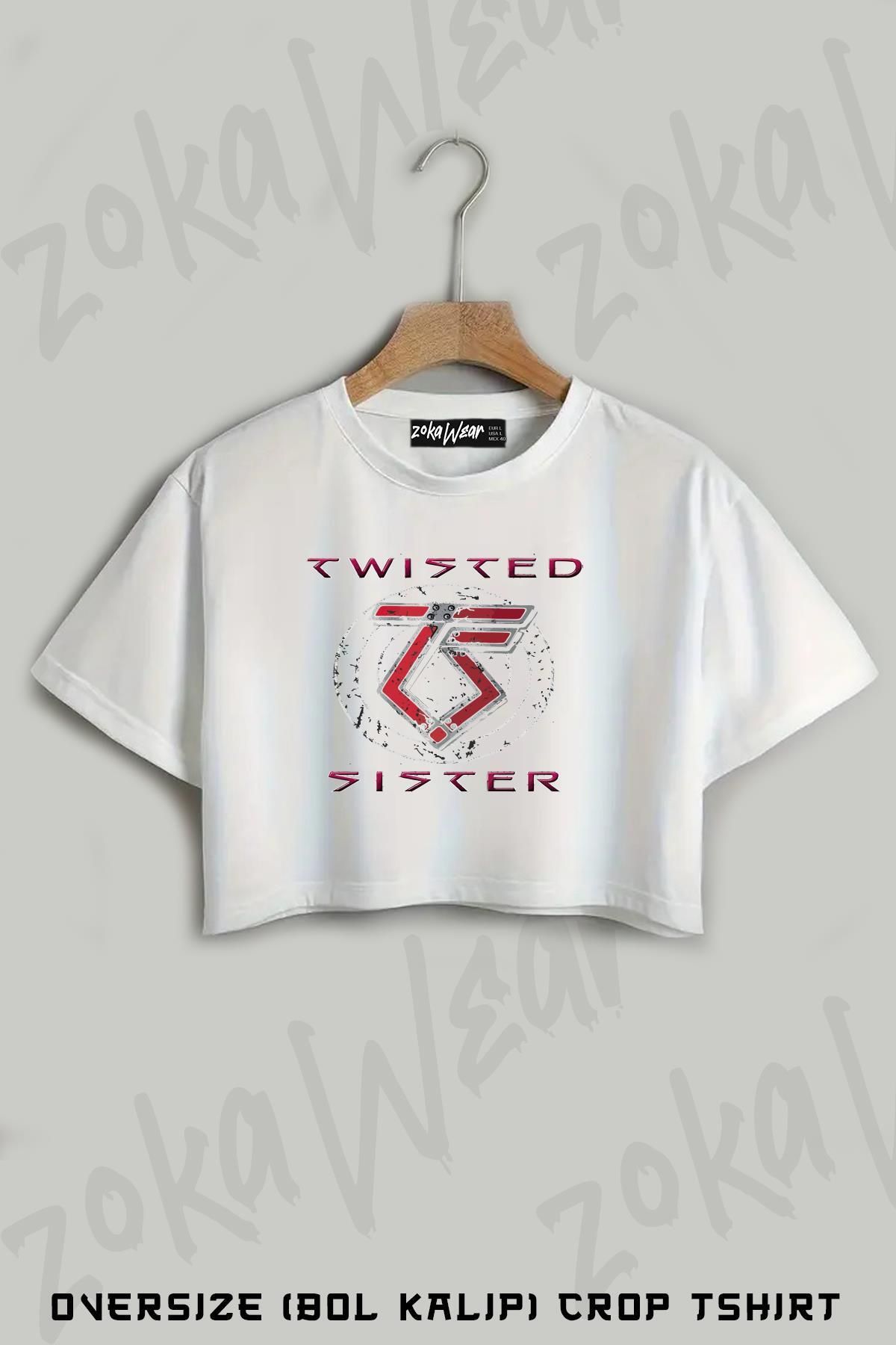 ZOKAWEAR Twisted Sister Baskılı Oversize Crop T-Shirt