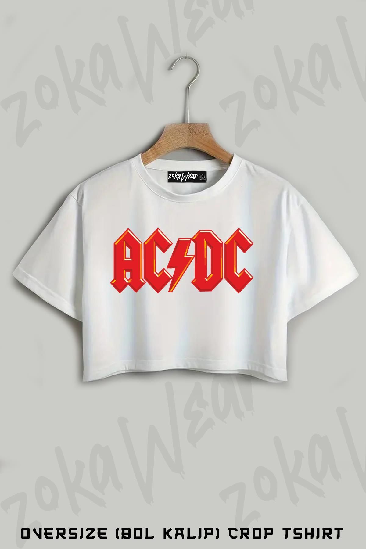 ZOKAWEAR Ac Dc Highway To Hell Baskılı Oversize Crop T-Shirt