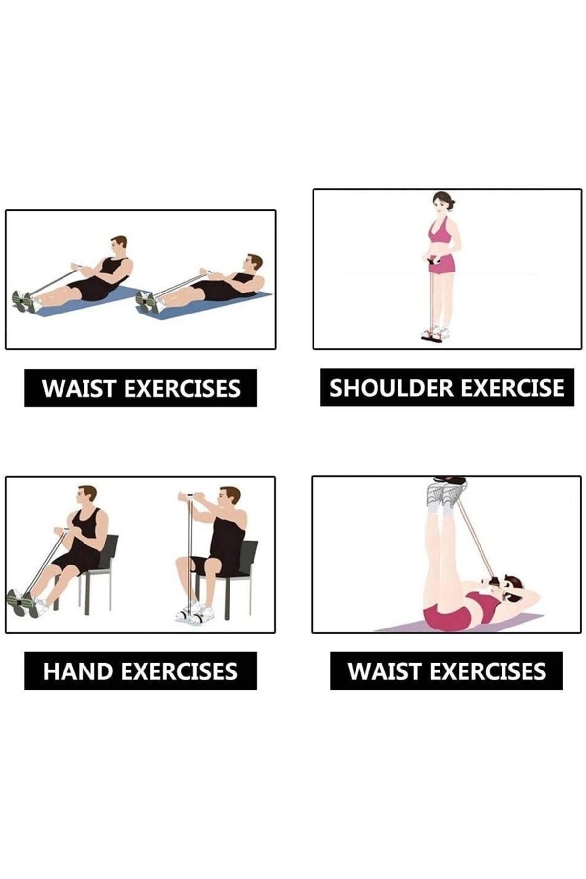 حبل سحب مرن من 4 انابيب مع دواسة للقدم لتمارين البطن والساق والخصر تومي