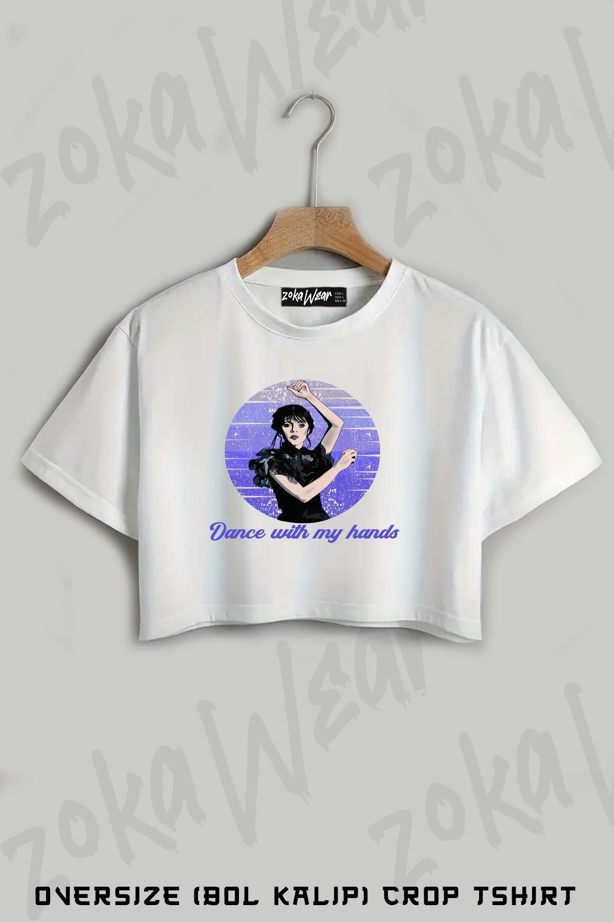ZOKAWEAR Wednesday Addams Dance Baskılı Oversize Crop T-Shirt