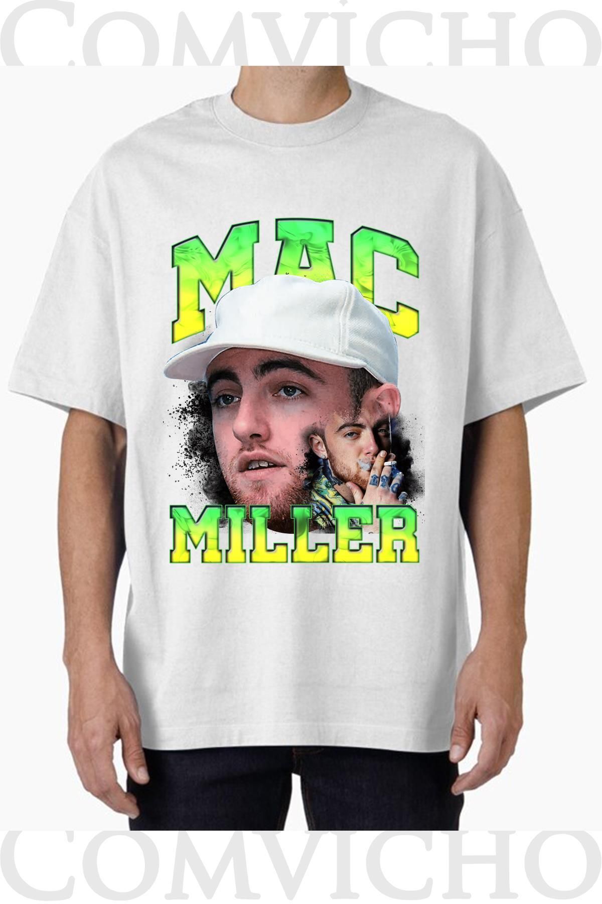 COMVİCHO Unisex mac mıller v7 Tasarım Baskılı Oversize Tişört