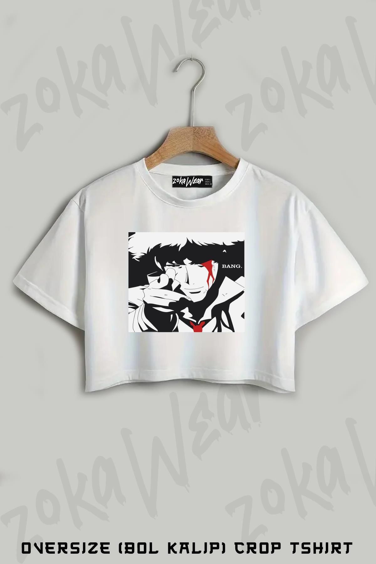 ZOKAWEAR Cowboy Bebop Spike Spiegel Karakteri Baskılı Oversize Crop T-Shirt