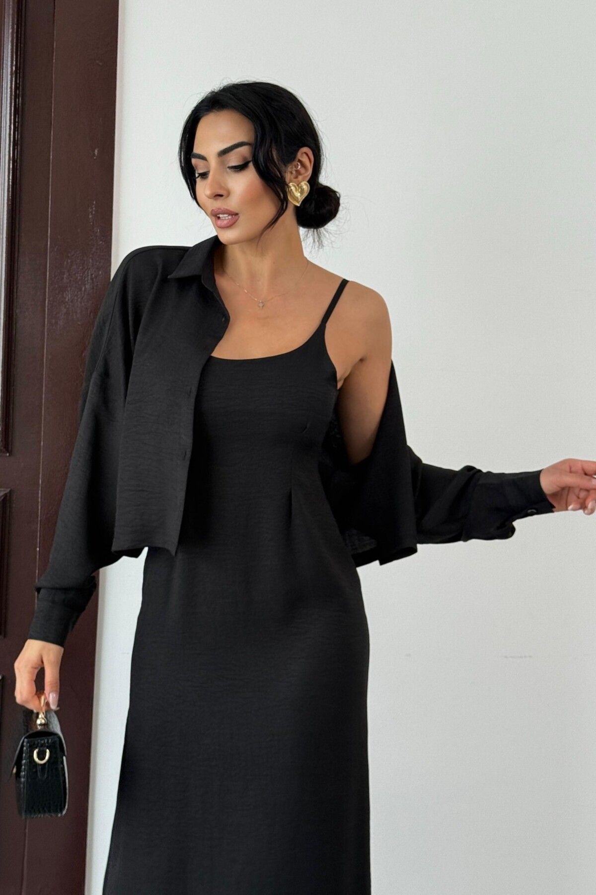 bb butik basic Gömlek - Elbise İkili Takım B5010