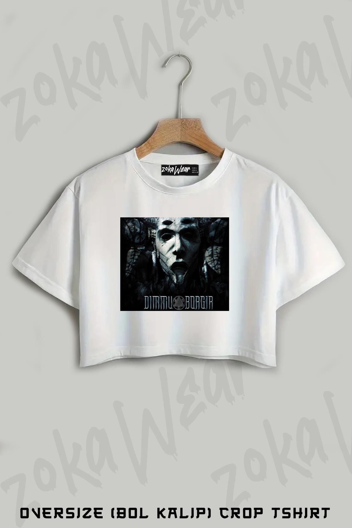 ZOKAWEAR Dimmu Borgir Baskılı Oversize Crop T-Shirt