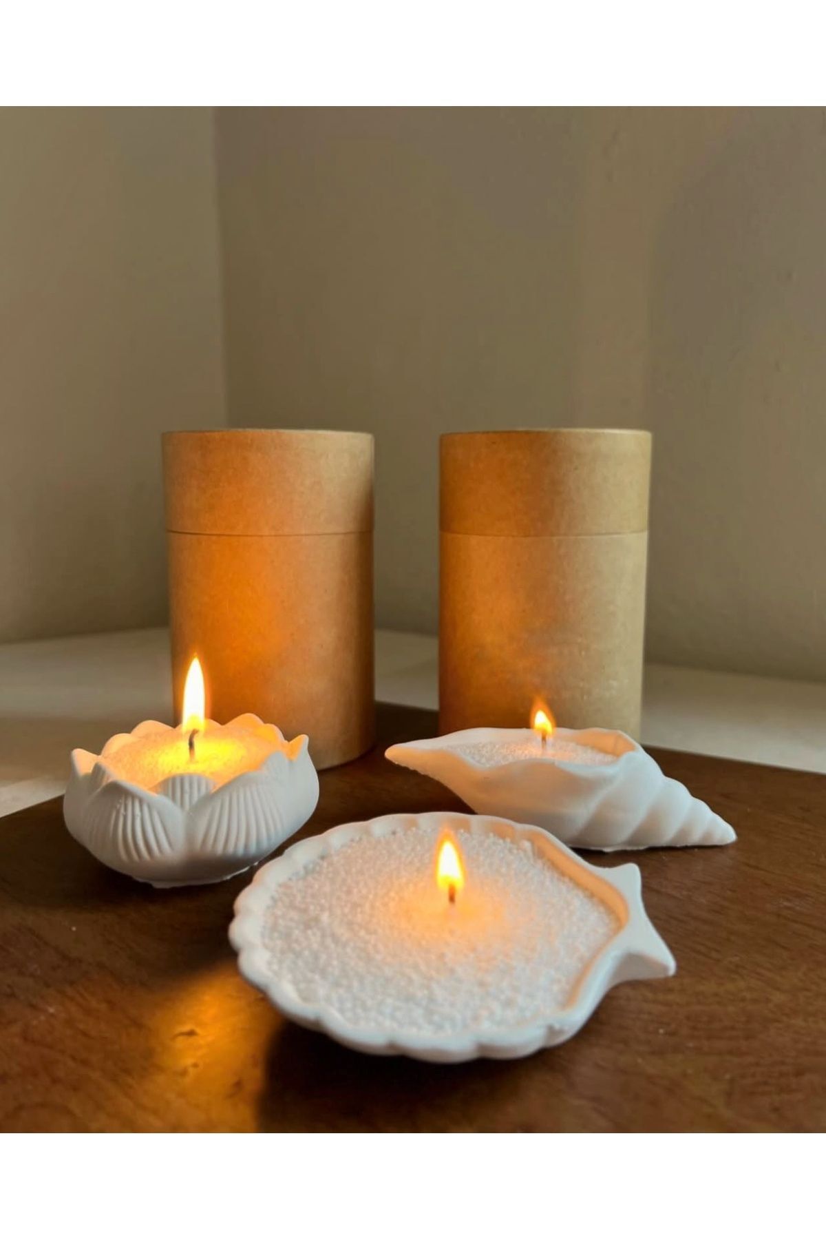 SerenityHaven Dekoratif inci toz mum beton istiridye deniz kabuğu lotus mumluk mum tozu mumluk