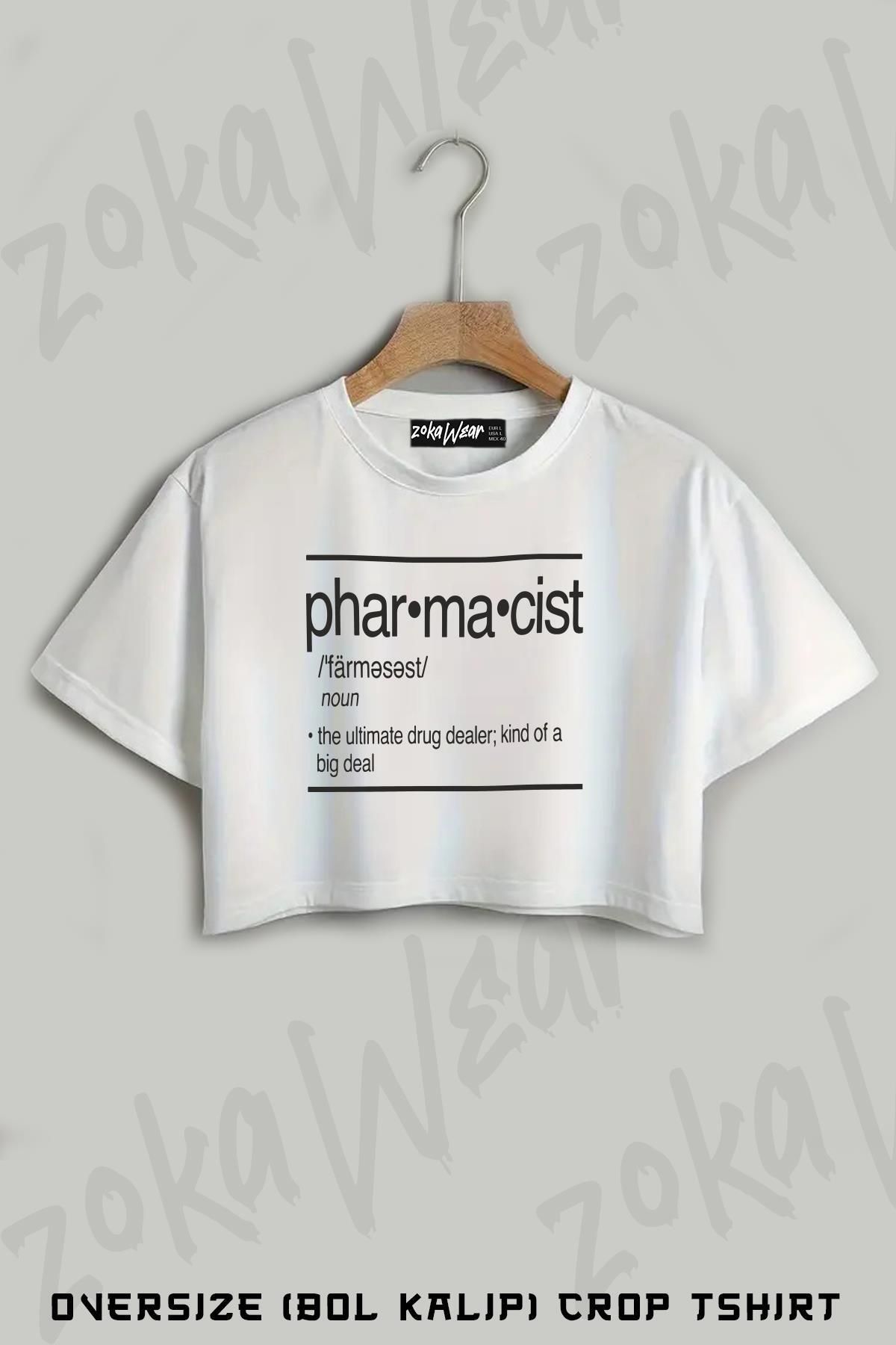ZOKAWEAR Eczacı Baskılı Oversize Crop T-Shirt