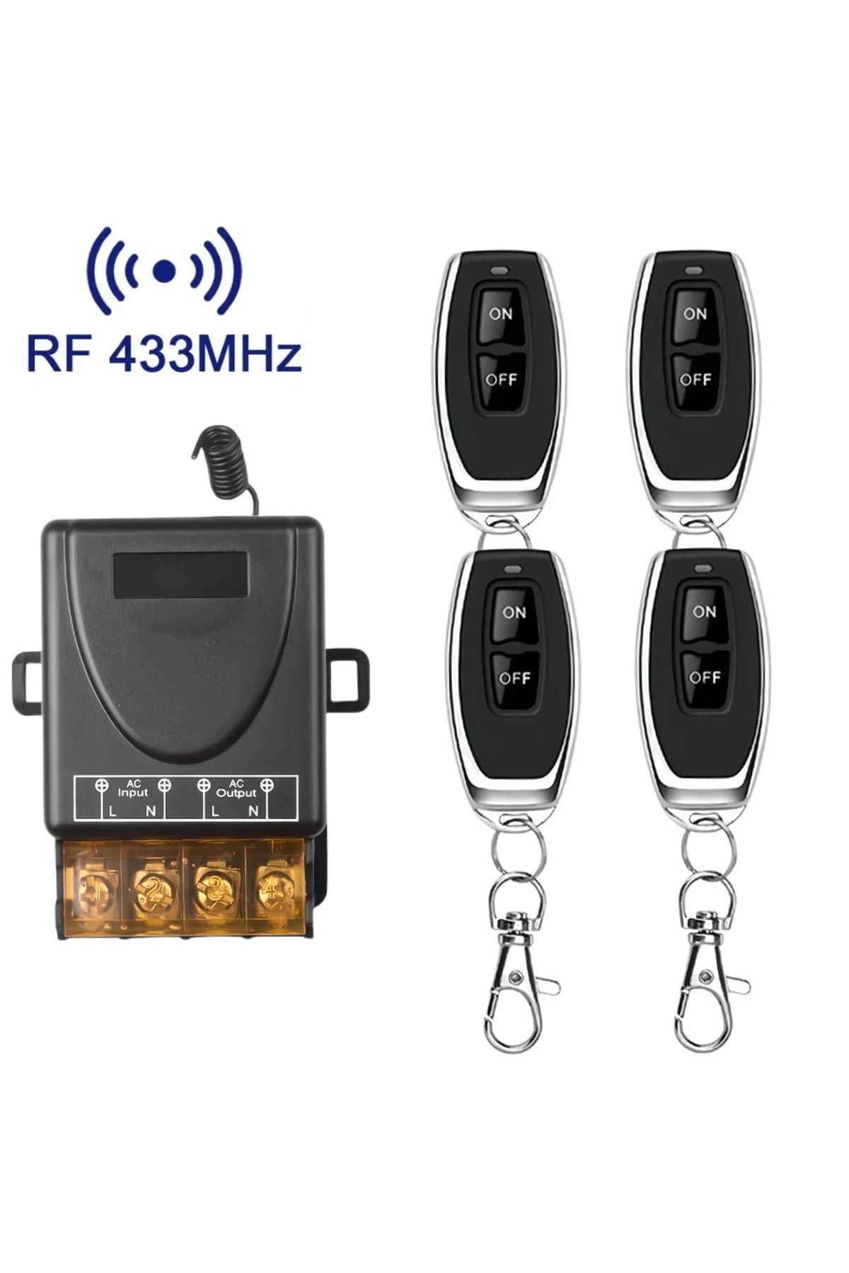 Choice-1 Receiver 4 Remotes AC 110V 220V 30A Relay Wireless RF Remote Control Switch System RF 433Mhz Trans 1