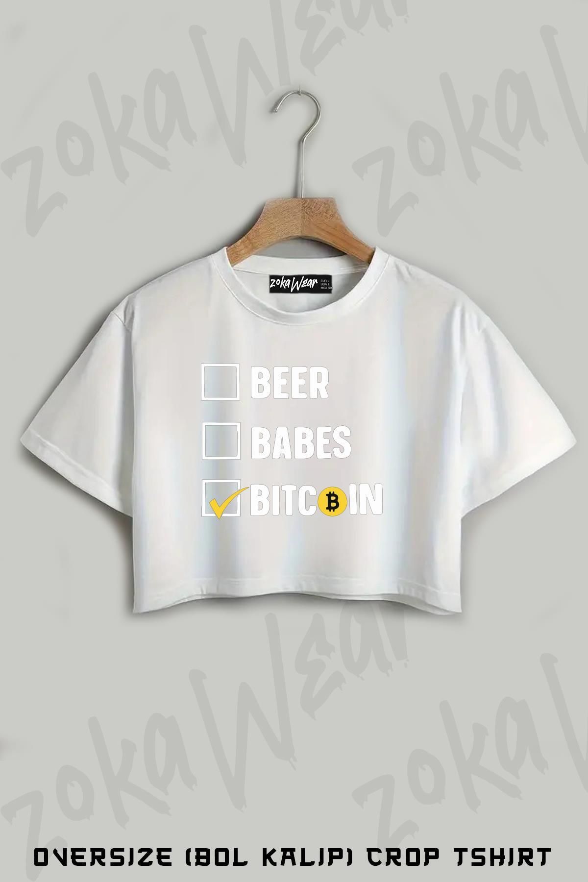 ZOKAWEAR Bitcoin Sevgi Baskılı Oversize Crop T-Shirt