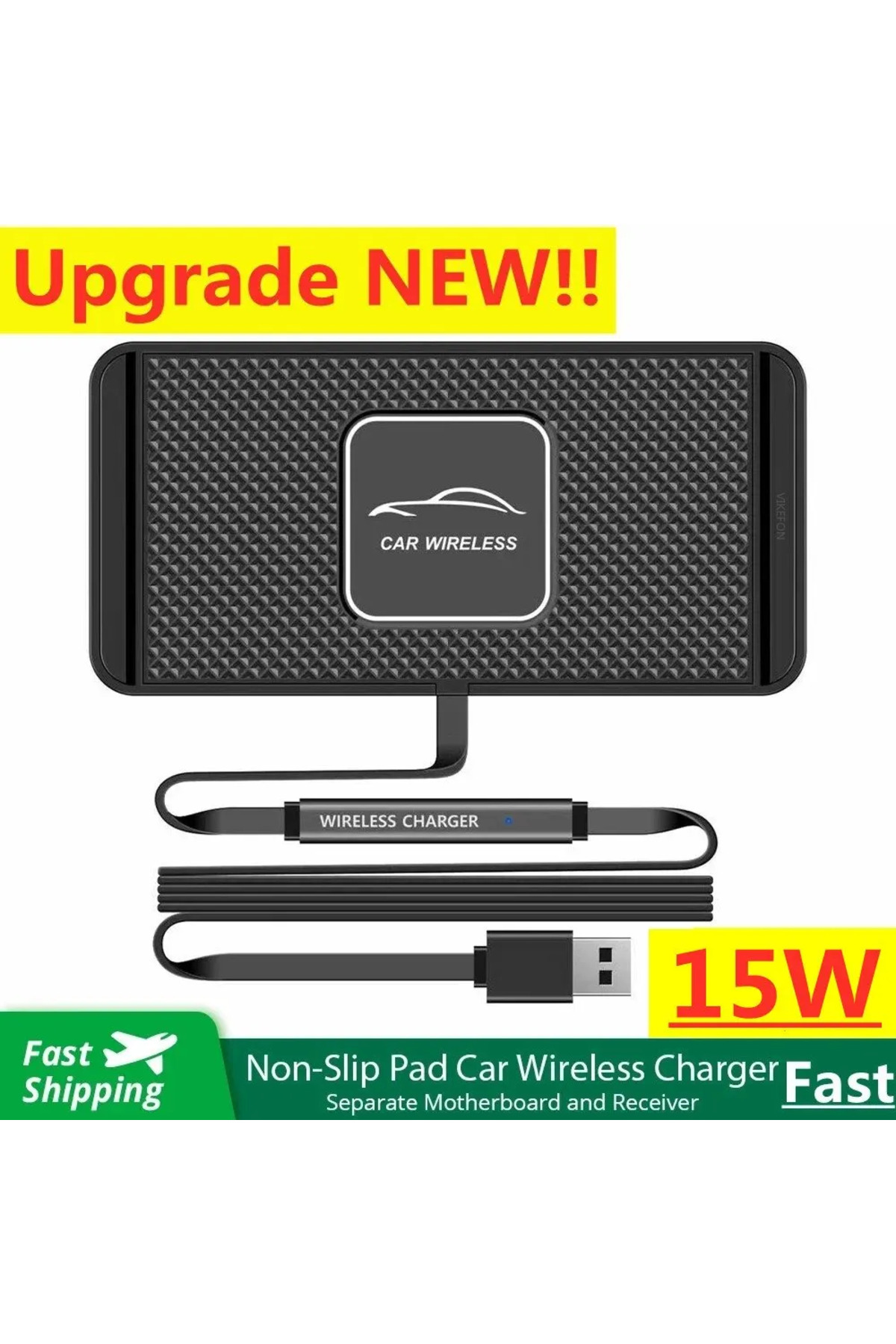 Choice-black Car Wireless Charger Silicone Non Slip Pad for iPhone 15 14 13 12 Samsung 15W Car Wireless Pho 1