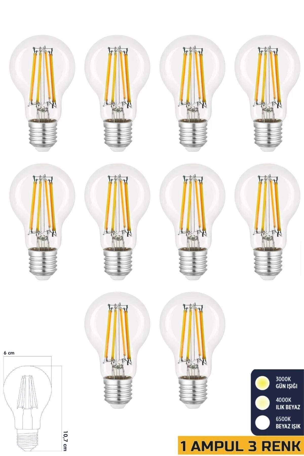 Heka 3 Renkli Led Filament Rustik Ampul 6W E27 A60 ERD-261