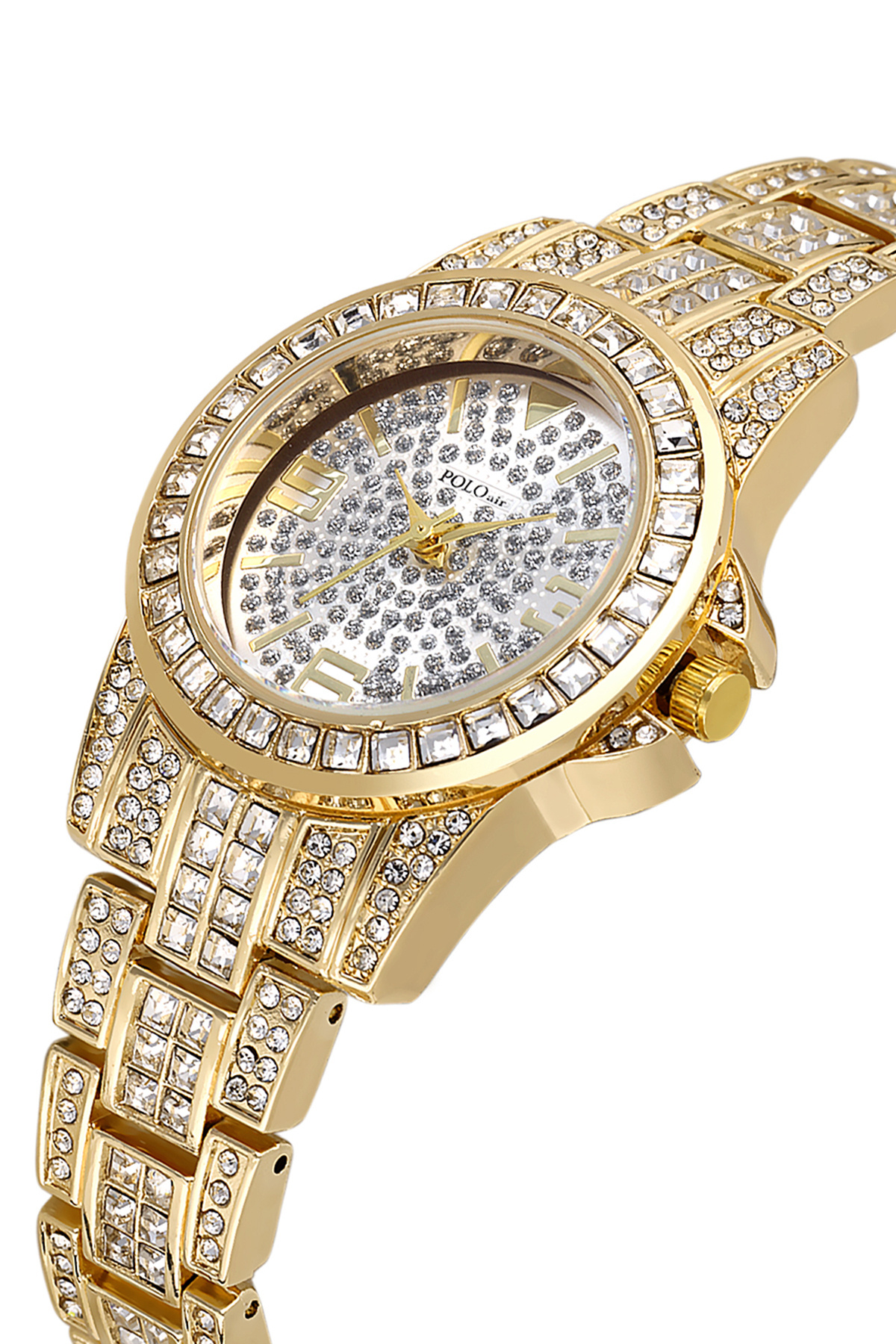 Poloair Çift Klips Lüx Taşlı Kadın Kol Saati Gold Renk PL-1551B1x ürün görseli