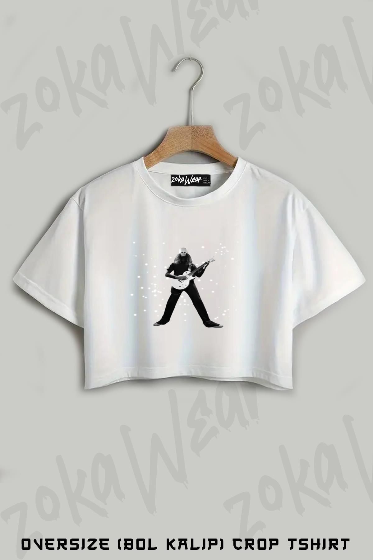 ZOKAWEAR Buckethead Baskı Baskılı Oversize Crop T-Shirt