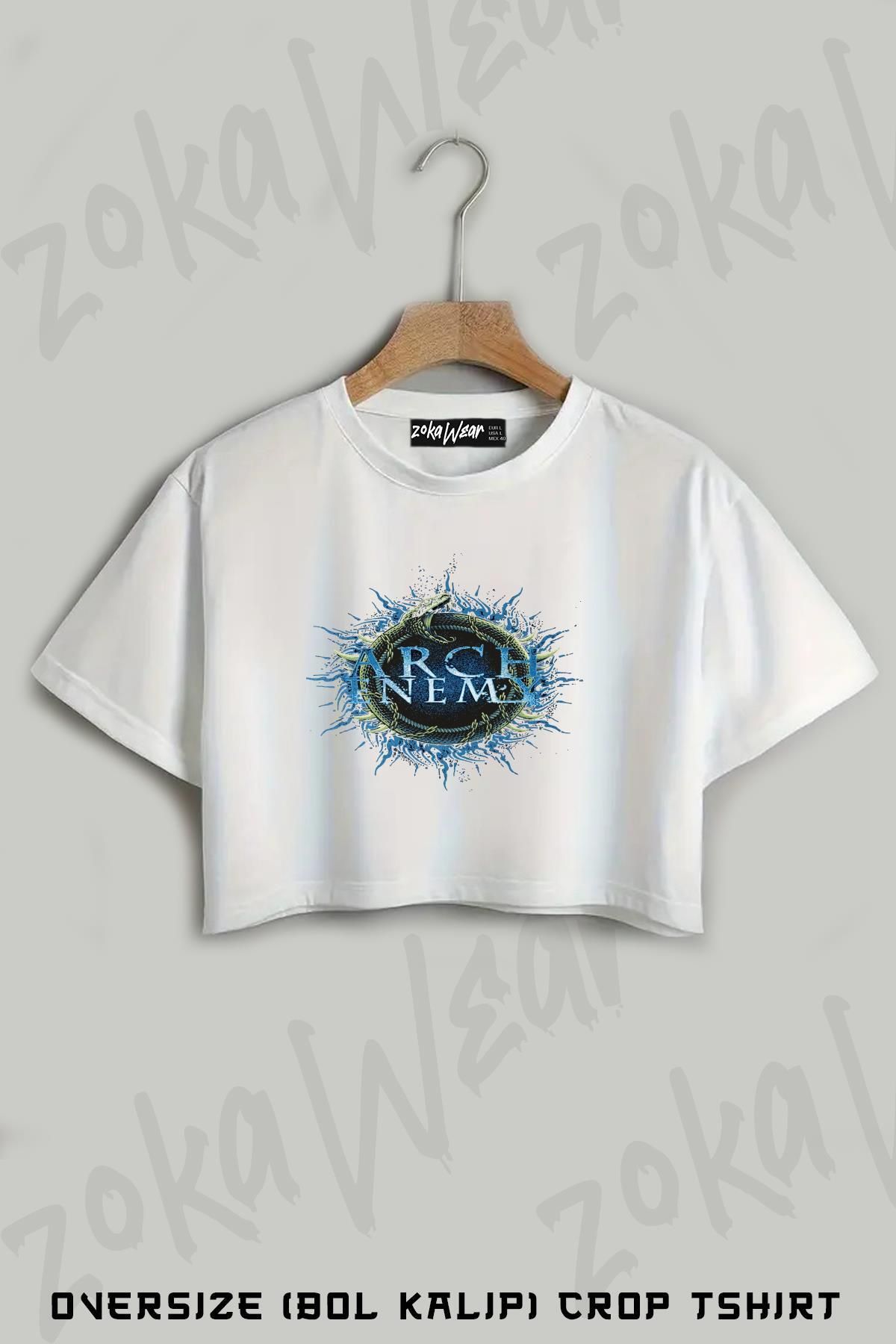 ZOKAWEAR Arch Enemy v2 Baskılı Oversize Crop T-Shirt