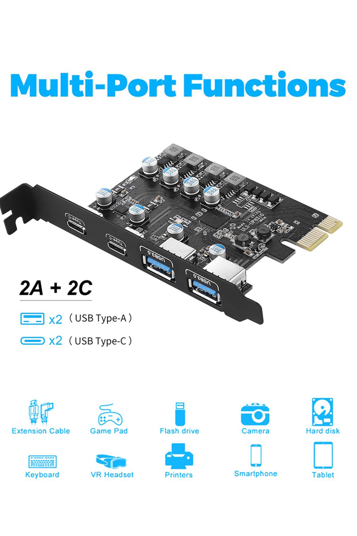 Choice-3a 1c Pcie Card Pci Express Card 2port Usba/ Usbc 5gbps Usb3.2 Gen1 Usb3.0 Pcie Card Expansion Add 7