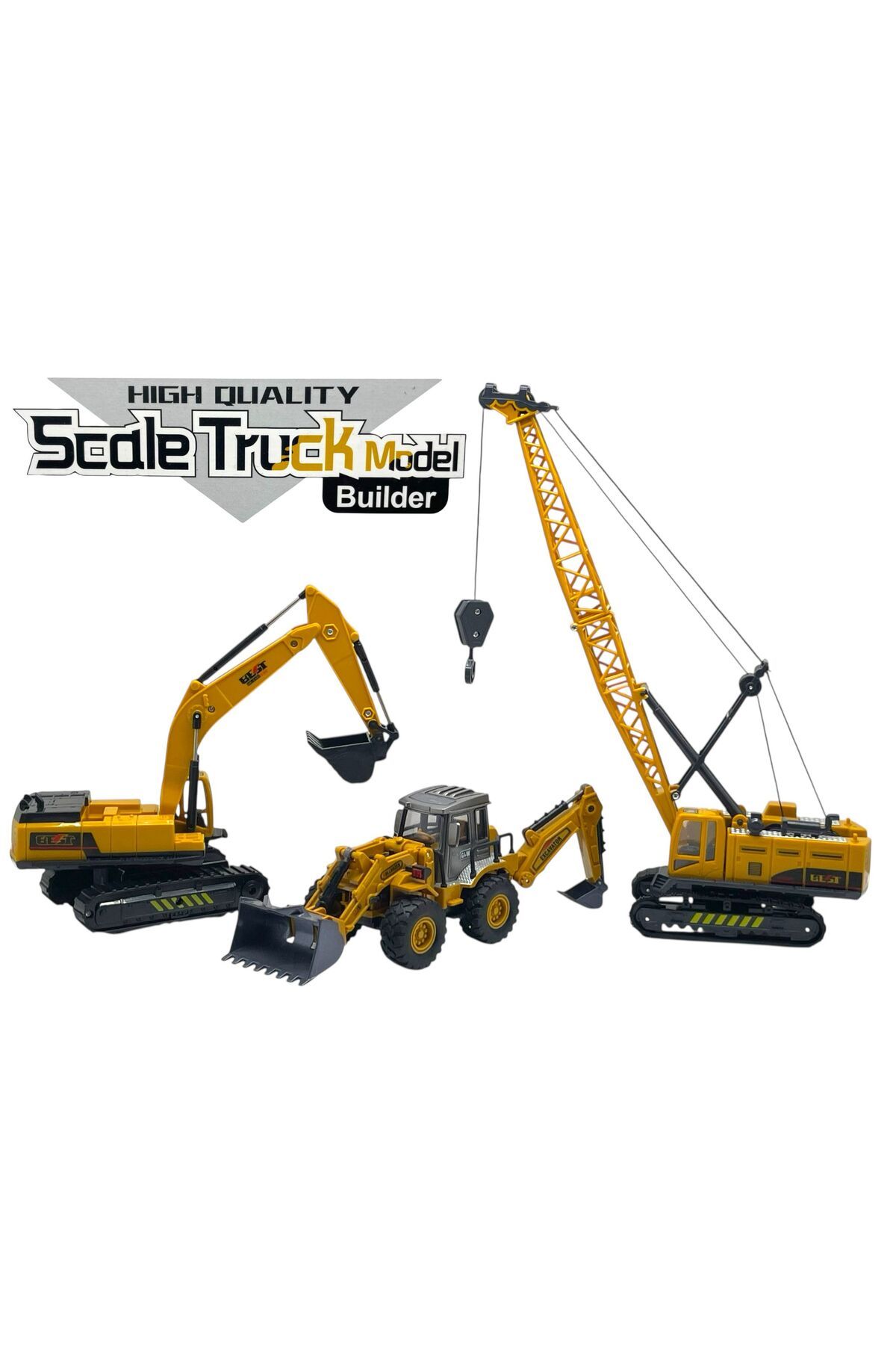 SCOWETTO İnşaat Araçları Kepçe Dozer Vinç 3 Lü Set