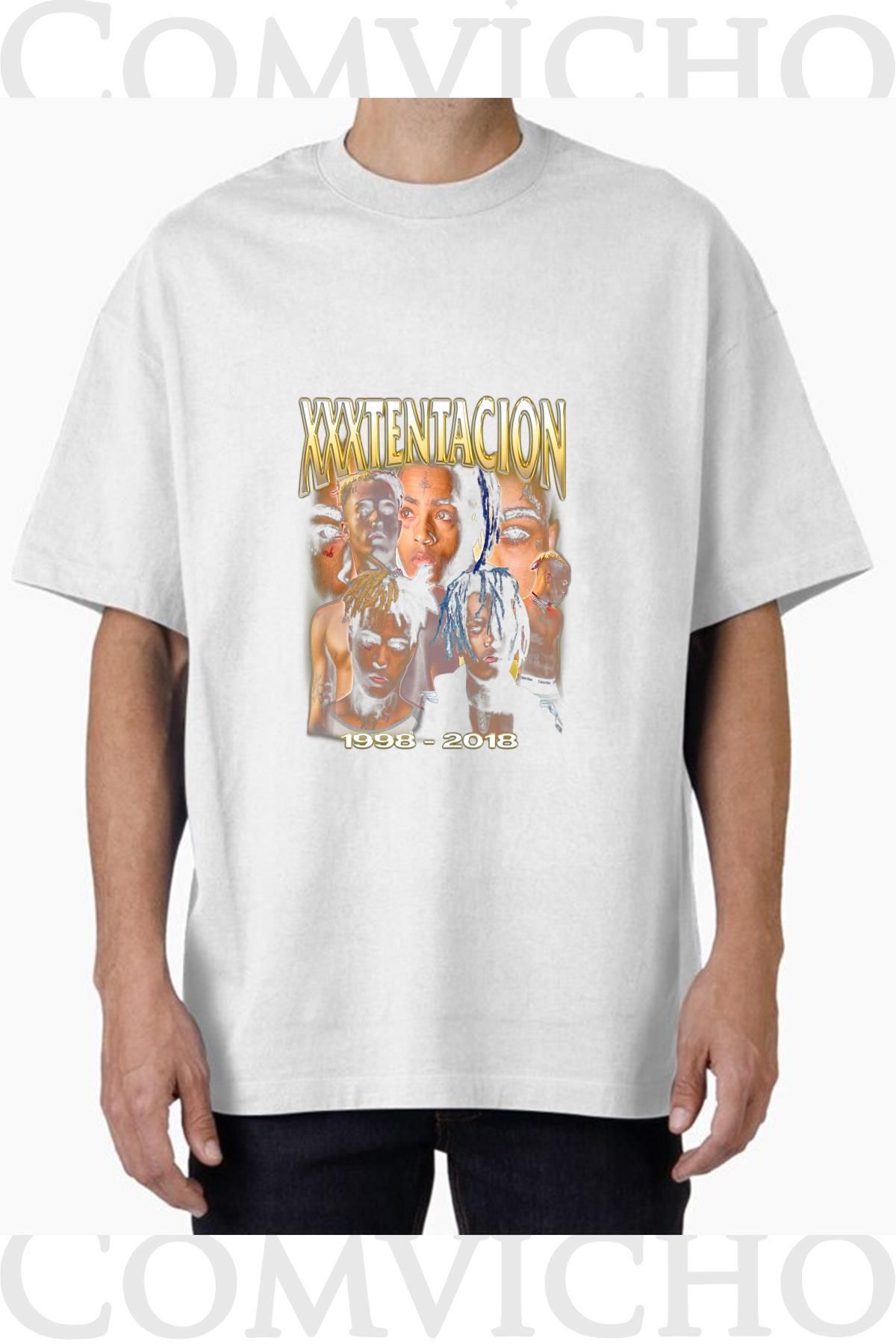 COMVİCHO Unisex xxxtentacıon v2 Tasarım Baskılı Oversize Tişört