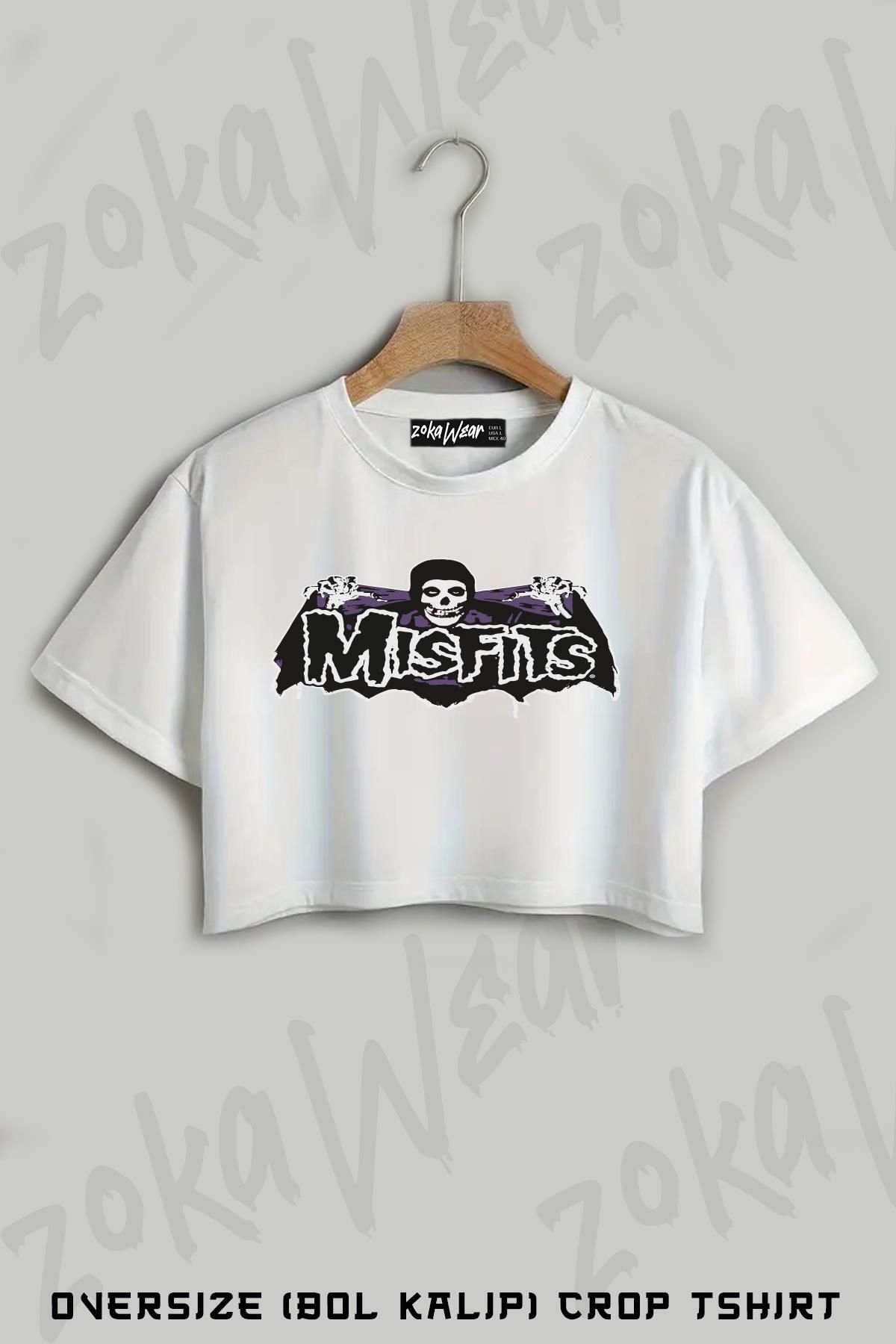 ZOKAWEAR Crimson Ghost The Misfits Baskılı Oversize Crop T-Shirt