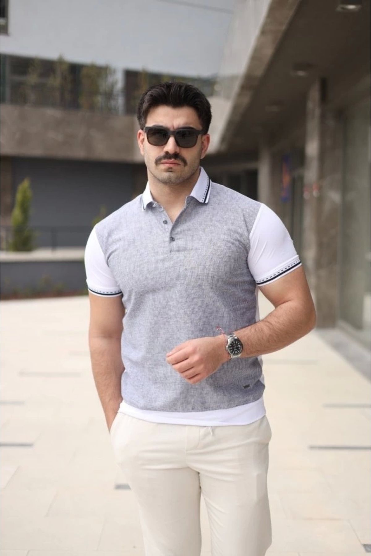 Butik Erkek Polo Yaka Fermuar Detaylı Tişört